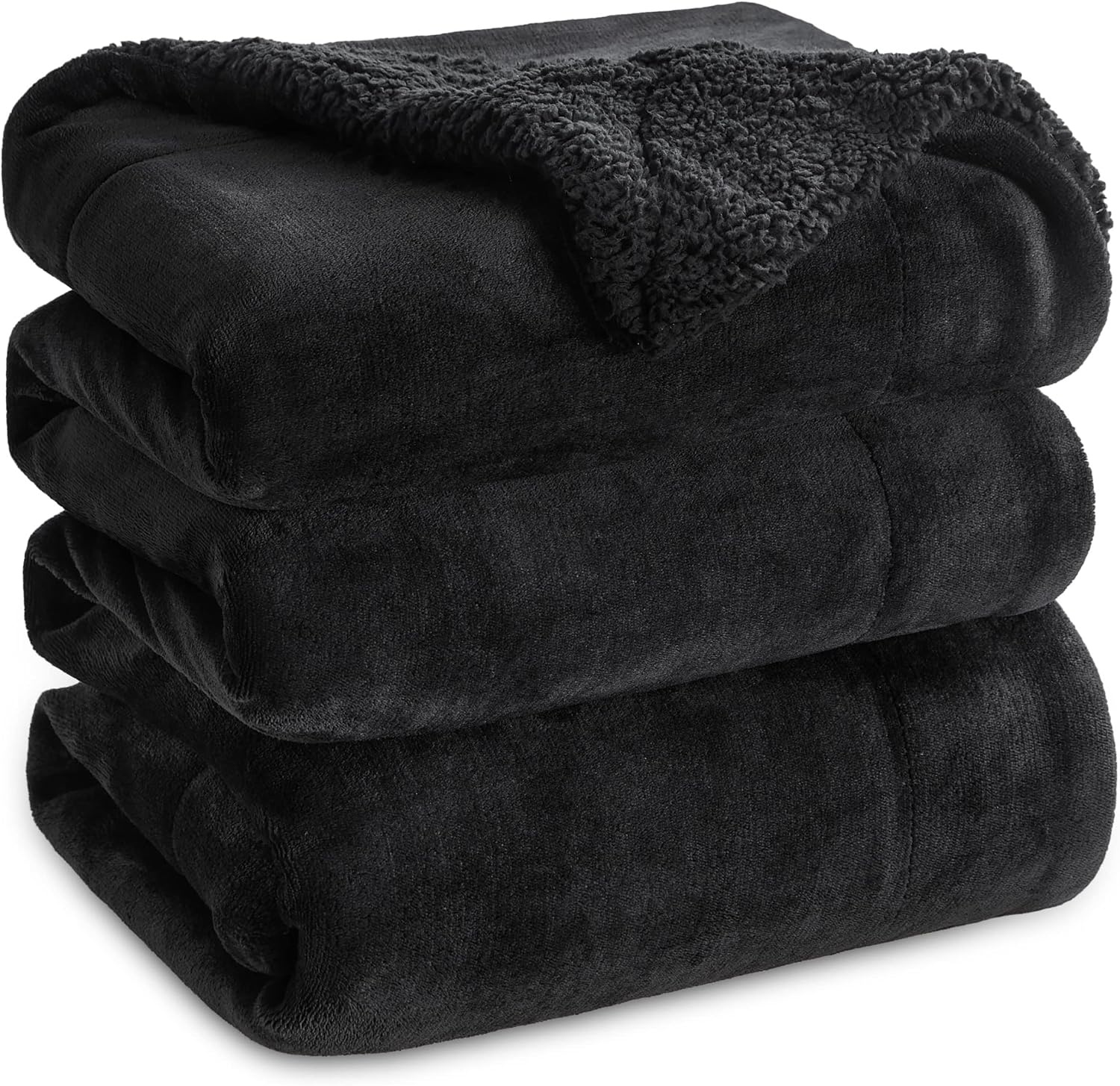 image:imageBedsure GentleSoft Sherpa Fleece Throw Blanket for Couch NonHeated Thick amp Warm Cozy Comfort Blanket for Winter Fall Soft Fuzzy Plush Throw Gifts for Women and Men Grey 50x60 Inches02 Black