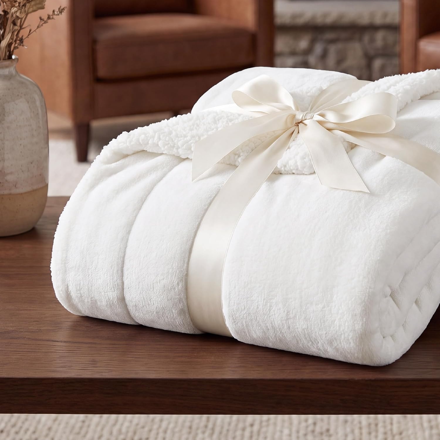 image:imageBedsure GentleSoft Sherpa Fleece Throw Blanket for Couch NonHeated Thick amp Warm Cozy Comfort Blanket for Winter Fall Soft Fuzzy Plush Throw Gifts for Women and Men Grey 50x60 Inches06 Bright White
