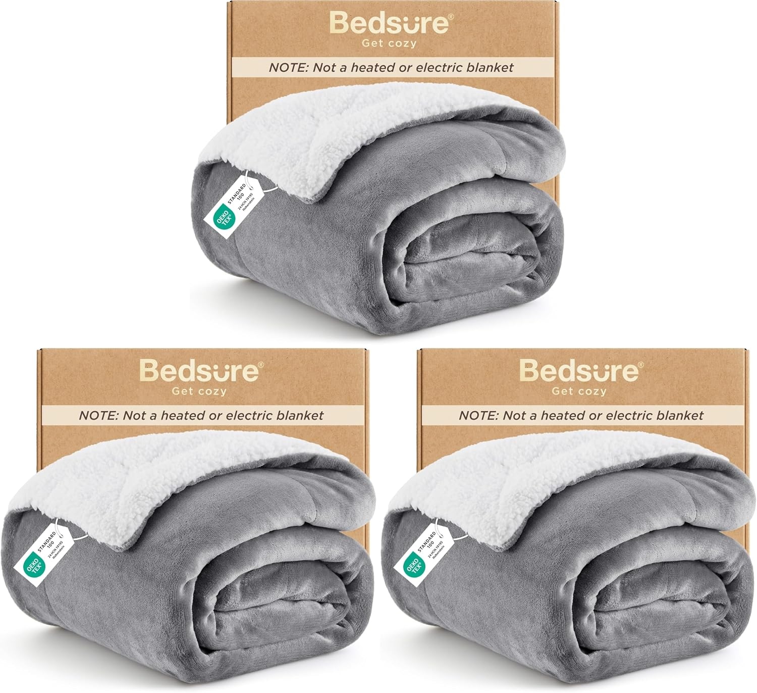 image:imageBedsure GentleSoft Sherpa Fleece Throw Blanket for Couch NonHeated Thick amp Warm Cozy Comfort Blanket for Winter Fall Soft Fuzzy Plush Throw Gifts for Women and Men Grey 50x60 InchesGrey