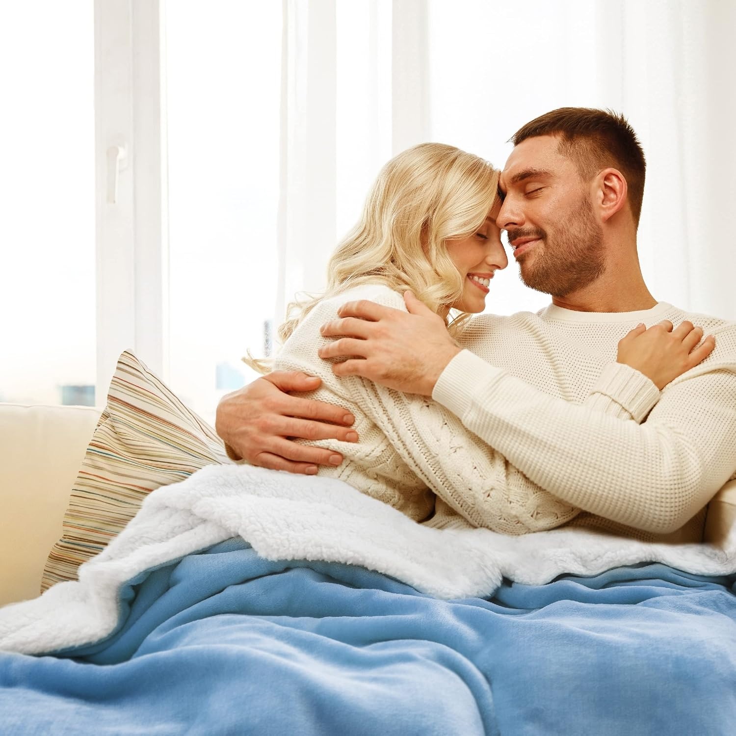image:imageBedsure GentleSoft Sherpa Fleece Throw Blanket for Couch NonHeated Thick amp Warm Cozy Comfort Blanket for Winter Fall Soft Fuzzy Plush Throw Gifts for Women and Men Grey 50x60 Inches03 Washed Blue