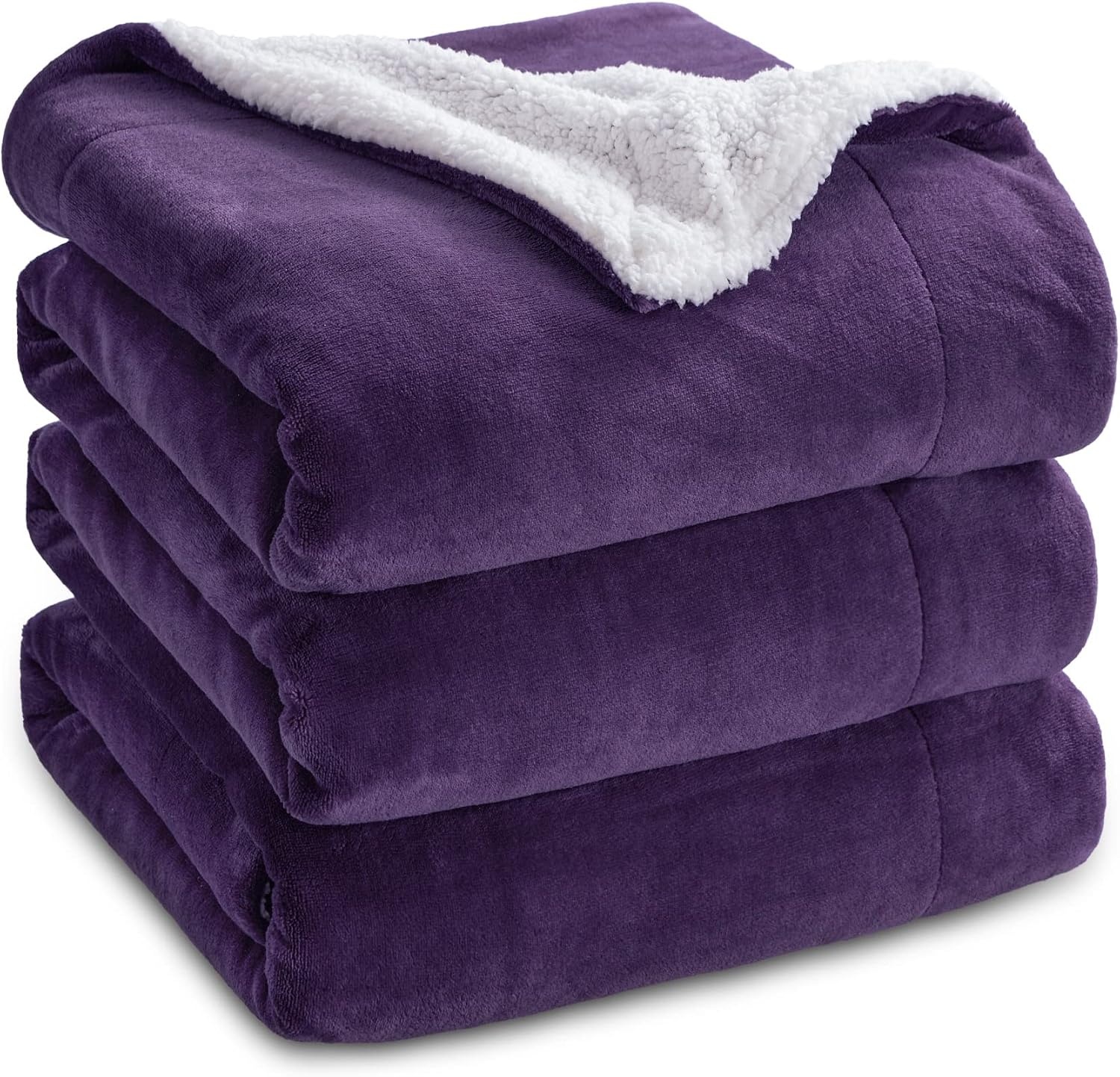 image:imageBedsure GentleSoft Sherpa Fleece Throw Blanket for Couch NonHeated Thick amp Warm Cozy Comfort Blanket for Winter Fall Soft Fuzzy Plush Throw Gifts for Women and Men Grey 50x60 Inches08 Purple