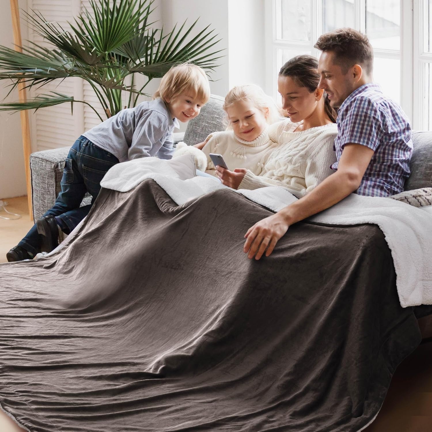 image:imageBedsure GentleSoft Sherpa Fleece Throw Blanket for Couch NonHeated Thick amp Warm Cozy Comfort Blanket for Winter Fall Soft Fuzzy Plush Throw Gifts for Women and Men Grey 50x60 Inches05 Brown