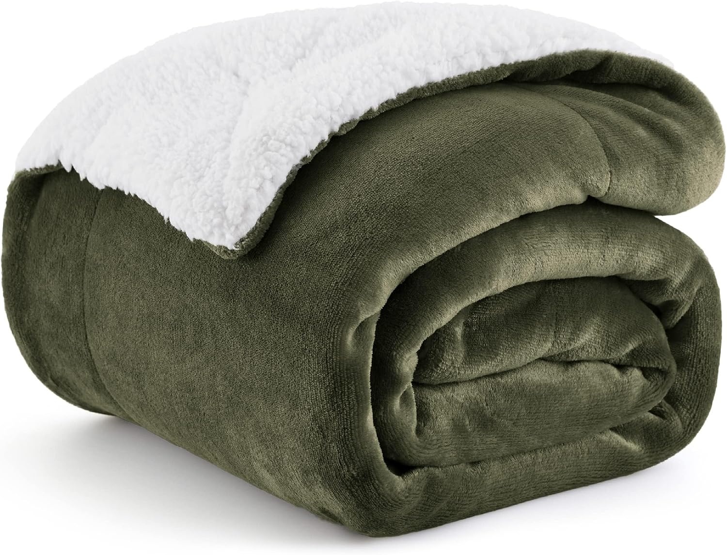 image:imageBedsure GentleSoft Sherpa Fleece Throw Blanket for Couch NonHeated Thick amp Warm Cozy Comfort Blanket for Winter Fall Soft Fuzzy Plush Throw Gifts for Women and Men Grey 50x60 Inches04 Olive Green