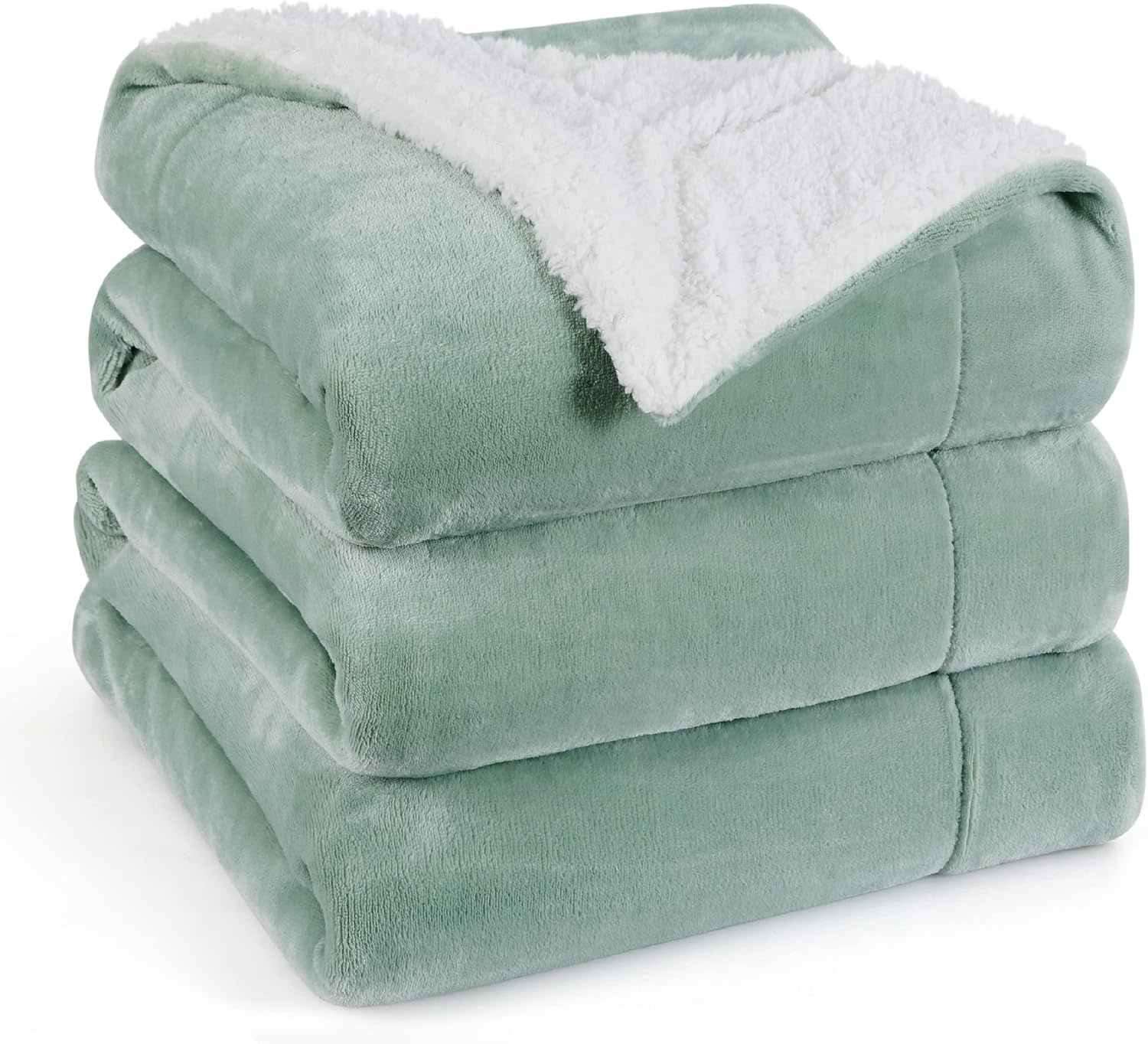 image:imageBedsure GentleSoft Sherpa Fleece Throw Blanket for Couch NonHeated Thick amp Warm Cozy Comfort Blanket for Winter Fall Soft Fuzzy Plush Throw Gifts for Women and Men Grey 50x60 Inches04 Sage Green
