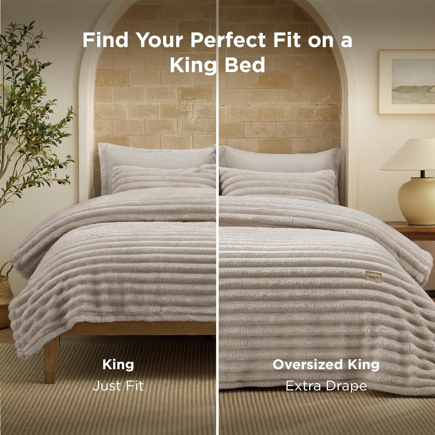 image:imageBedsure Gentlesoft 2in1 Queen Comforter Set and Detachable Fluffy Blanket Beige Bedding Set for All Season Use Detachable Design for Space Saving Includes 2 Pillow Shams 2 Pillowcases01 Beige