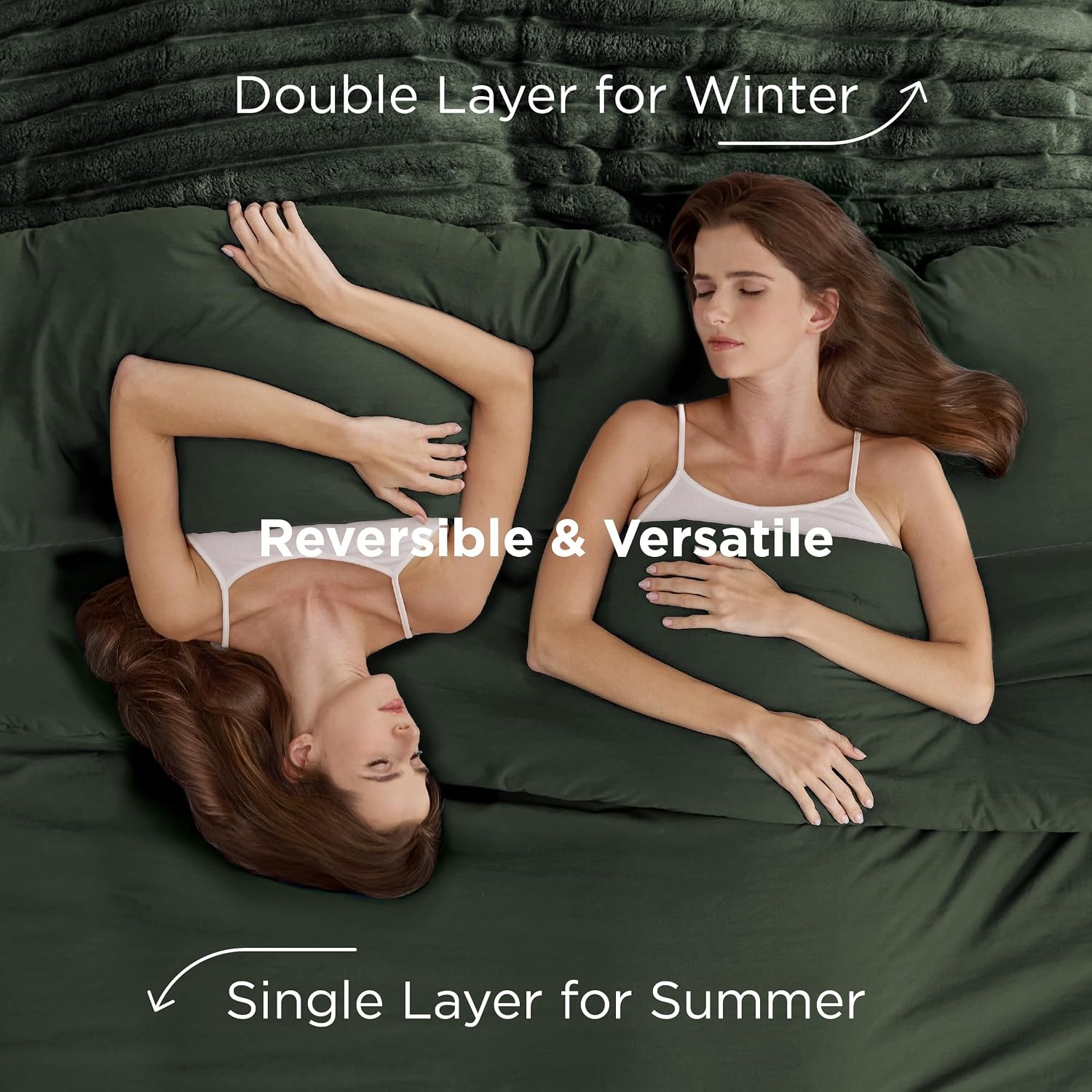 image:imageBedsure Gentlesoft 2in1 Queen Comforter Set and Detachable Fluffy Blanket Beige Bedding Set for All Season Use Detachable Design for Space Saving Includes 2 Pillow Shams 2 Pillowcases03 Olive Green