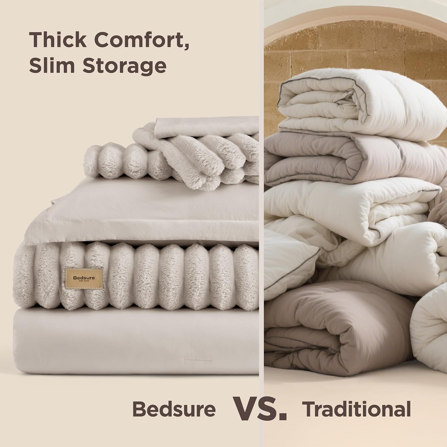 image:imageBedsure Gentlesoft 2in1 Queen Comforter Set and Detachable Fluffy Blanket Beige Bedding Set for All Season Use Detachable Design for Space Saving Includes 2 Pillow Shams 2 Pillowcases05 Navy Blue