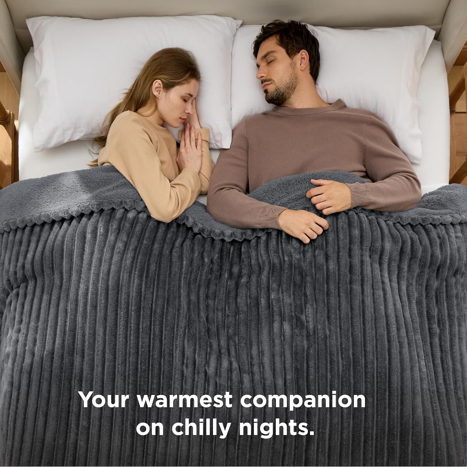image:imageBedsure Heated Blanket Electric Throw Thick Striped Fast Heating Electric Blanket with Preheat Function 6 Heat amp 6 Timer Up to 10H 8H Auto Off ETL Certified Gifts for Women 50x60 White02 Grey