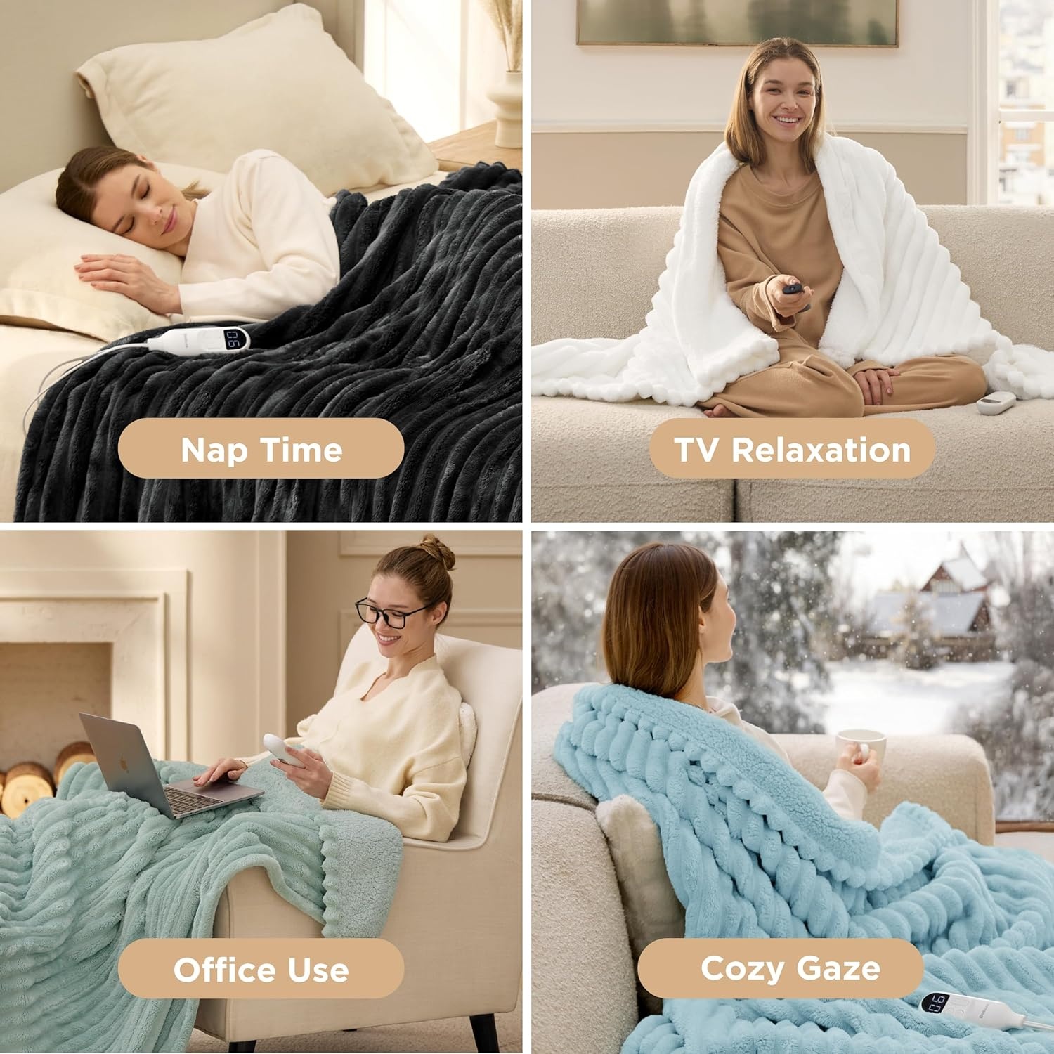 image:imageBedsure Heated Blanket Electric Throw Thick Striped Fast Heating Electric Blanket with Preheat Function 6 Heat amp 6 Timer Up to 10H 8H Auto Off ETL Certified Gifts for Women 50x60 White04 Emerald Green