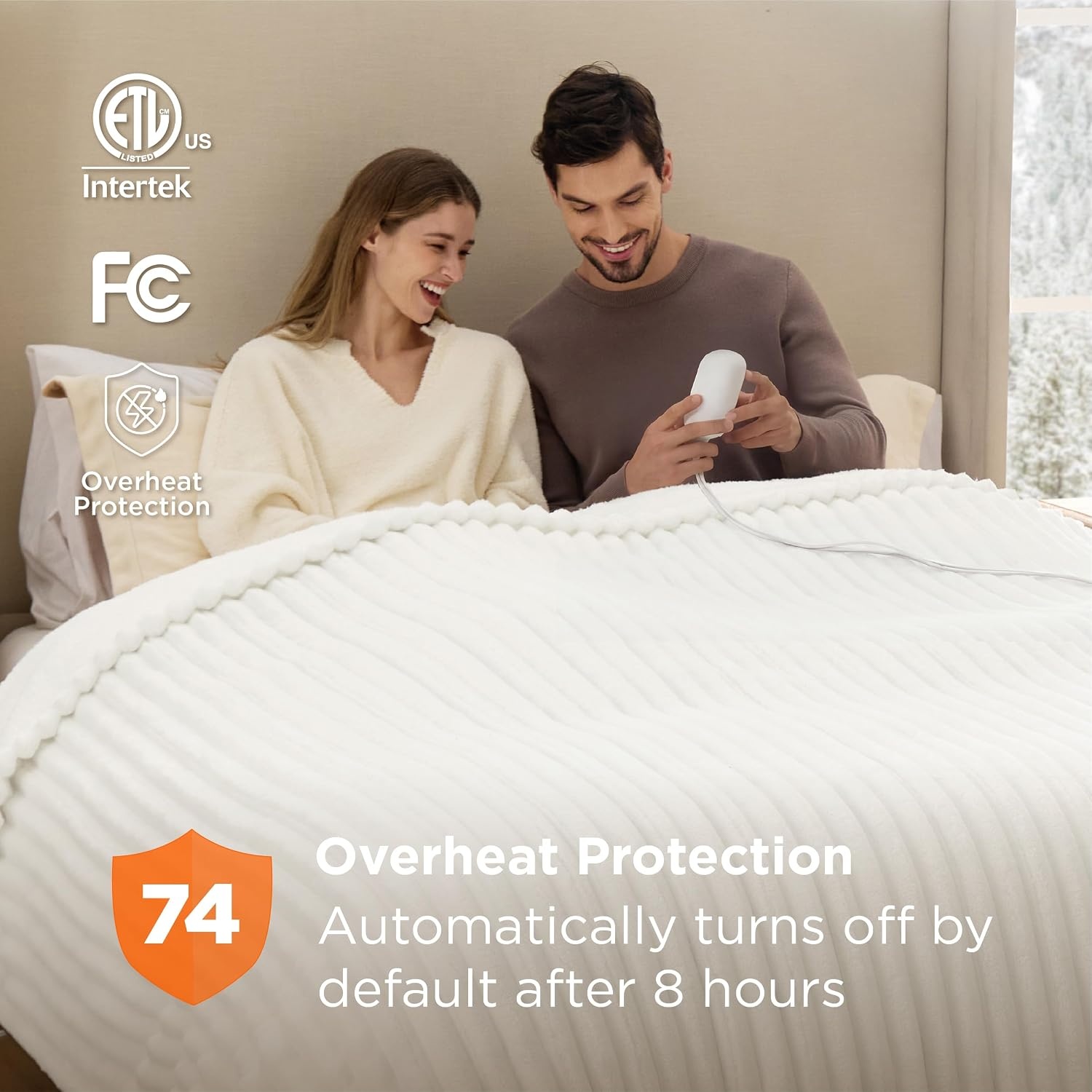image:imageBedsure Heated Blanket Electric Throw Thick Striped Fast Heating Electric Blanket with Preheat Function 6 Heat amp 6 Timer Up to 10H 8H Auto Off ETL Certified Gifts for Women 50x60 White01 White