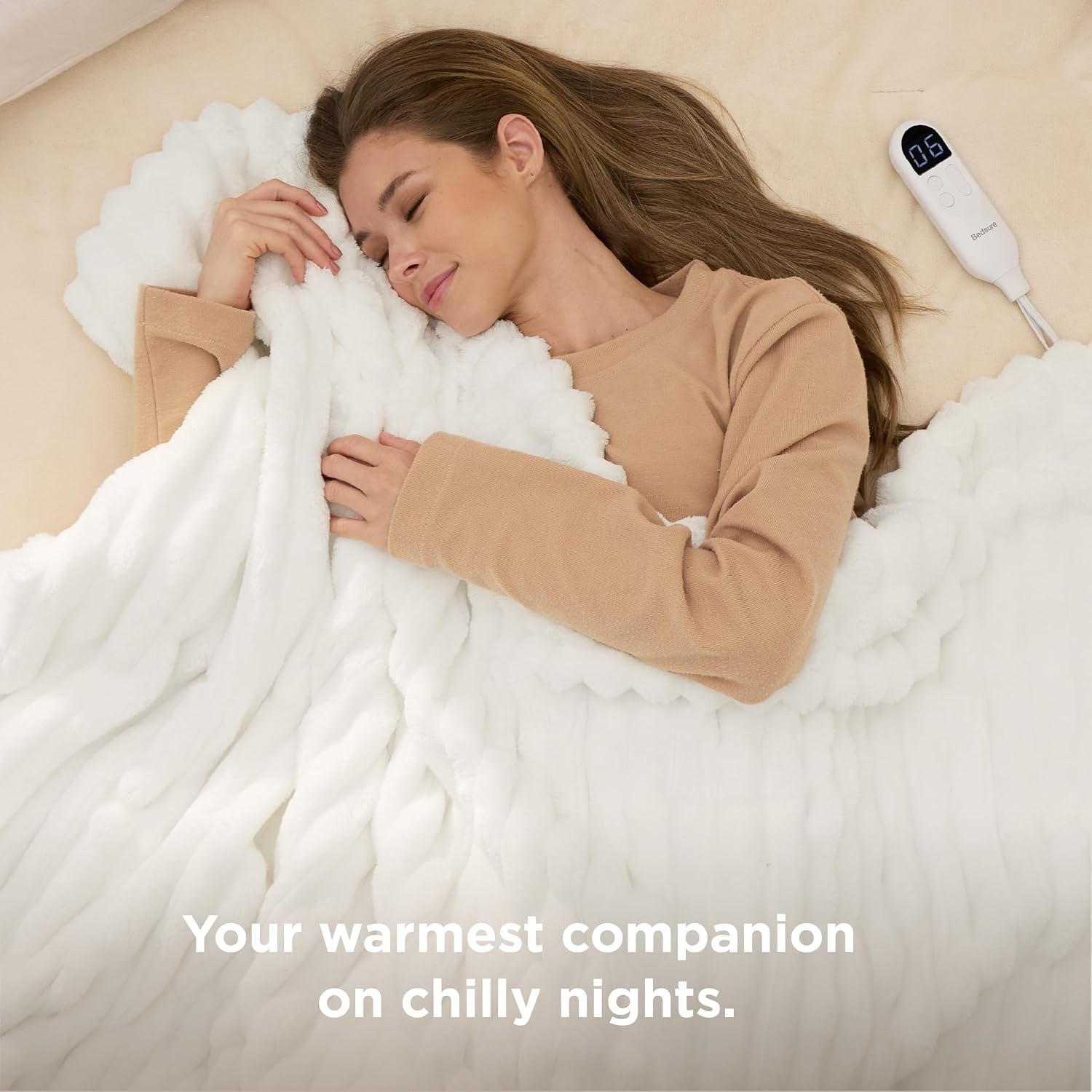 image:imageBedsure Heated Blanket Electric Throw Thick Striped Fast Heating Electric Blanket with Preheat Function 6 Heat amp 6 Timer Up to 10H 8H Auto Off ETL Certified Gifts for Women 50x60 White01 White