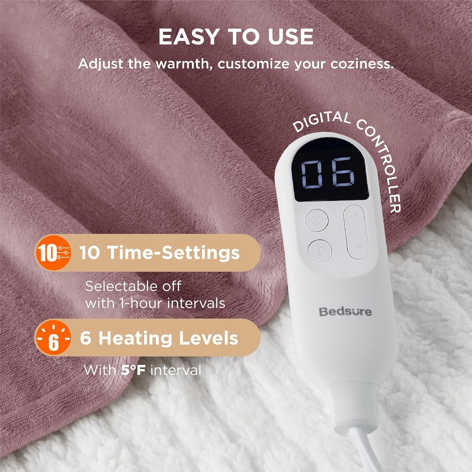 image:imageBedsure Heated Blanket Full Size Soft Electric Blanket with Preheat Cream 6 Heat6 Timer Settings 8H Auto ShutOff ETLFCC Flannel Sherpa Machine Washable Gifts for Grandma Grandpa 72x84in09 Pink