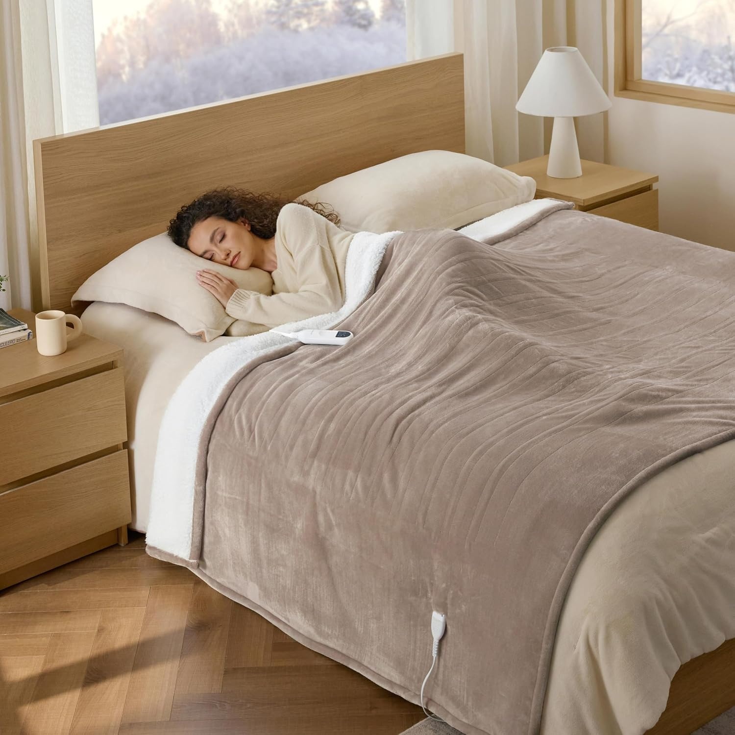 image:imageBedsure Heated Blanket Full Size Soft Electric Blanket with Preheat Cream 6 Heat6 Timer Settings 8H Auto ShutOff ETLFCC Flannel Sherpa Machine Washable Gifts for Grandma Grandpa 72x84in07 Taupe