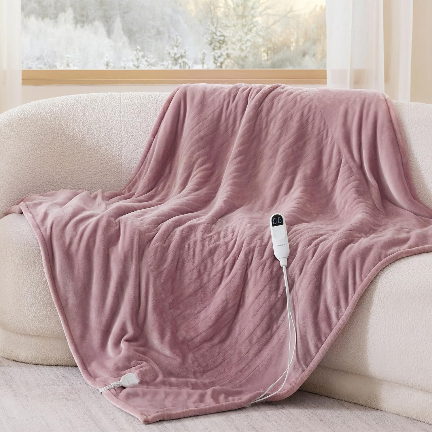 image:imageBedsure Heated Blanket Full Size Soft Electric Blanket with Preheat Cream 6 Heat6 Timer Settings 8H Auto ShutOff ETLFCC Flannel Sherpa Machine Washable Gifts for Grandma Grandpa 72x84in09 Pink