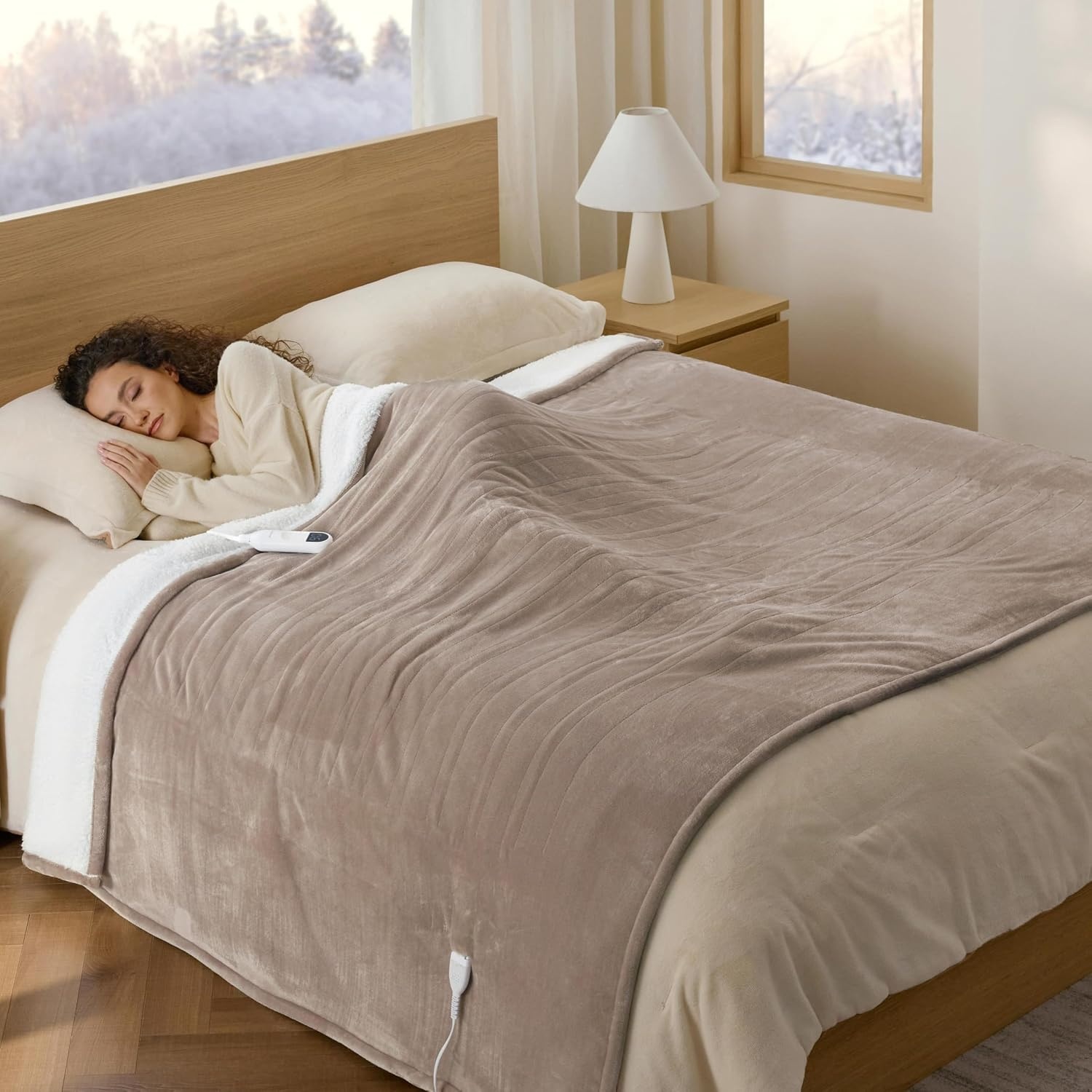 image:imageBedsure Heated Blanket Full Size Soft Electric Blanket with Preheat Cream 6 Heat6 Timer Settings 8H Auto ShutOff ETLFCC Flannel Sherpa Machine Washable Gifts for Grandma Grandpa 72x84in07 Taupe