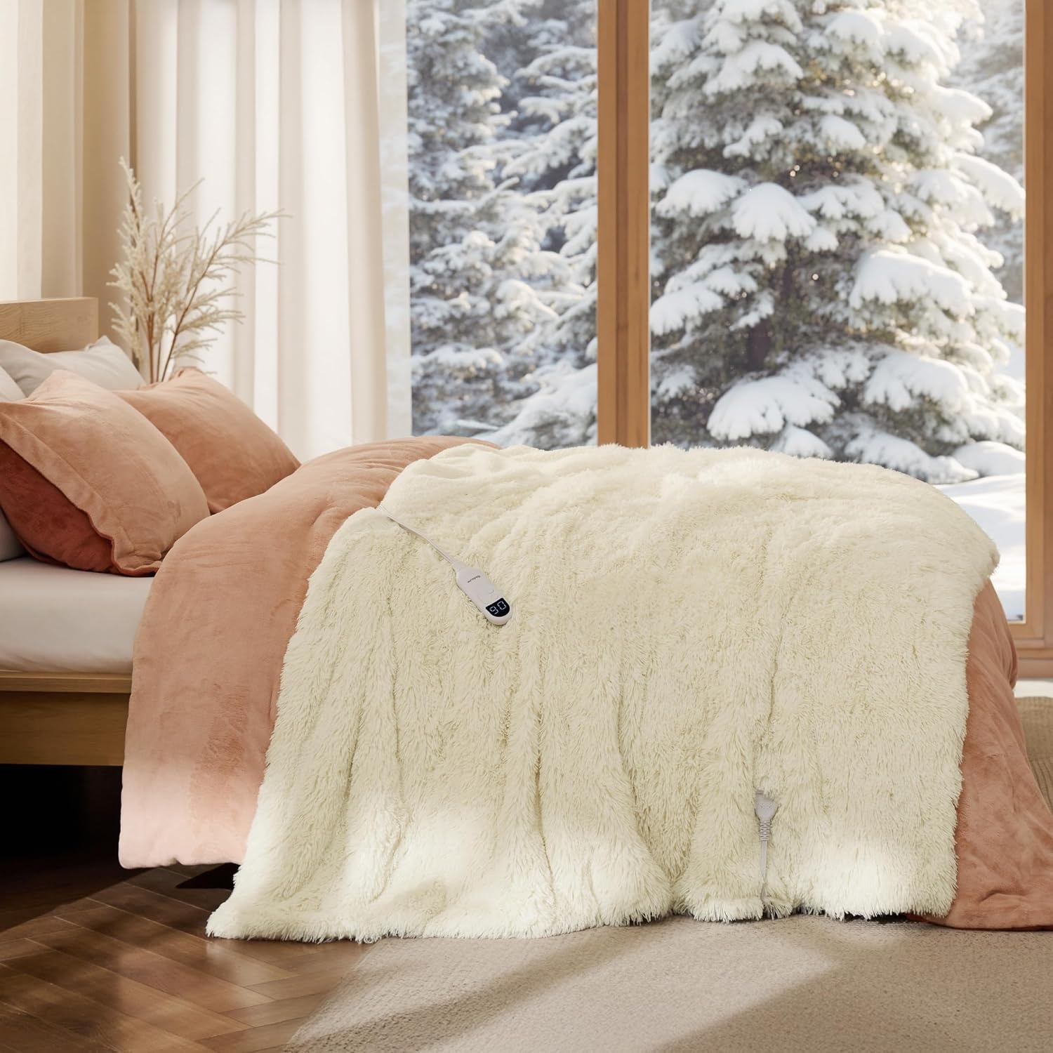 image:imageBedsure Heated Blanket Full Size Soft Electric Blanket with Preheat Cream 6 Heat6 Timer Settings 8H Auto ShutOff ETLFCC Flannel Sherpa Machine Washable Gifts for Grandma Grandpa 72x84in20 Cream