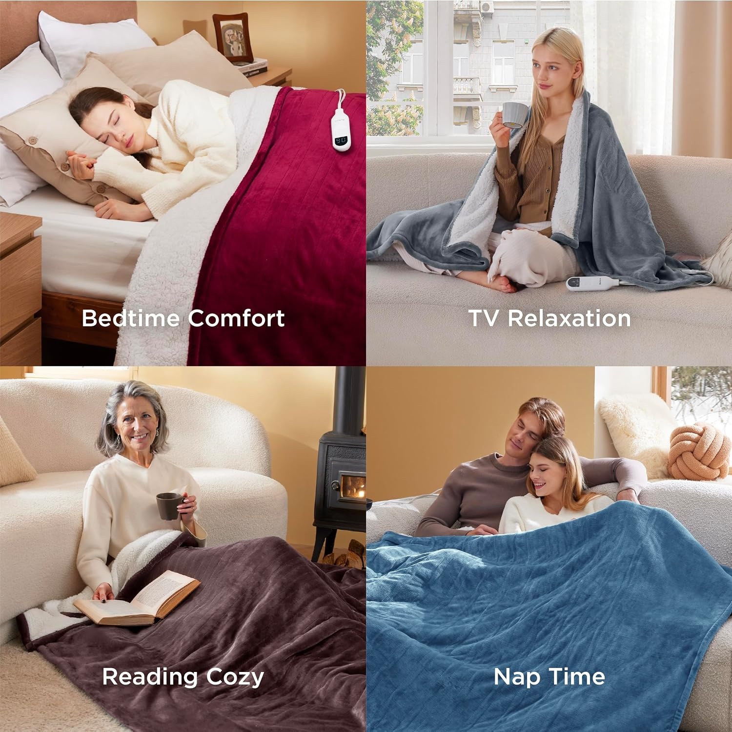 image:imageBedsure Heated Blanket Full Size Soft Electric Blanket with Preheat Cream 6 Heat6 Timer Settings 8H Auto ShutOff ETLFCC Flannel Sherpa Machine Washable Gifts for Grandma Grandpa 72x84in09 Pink