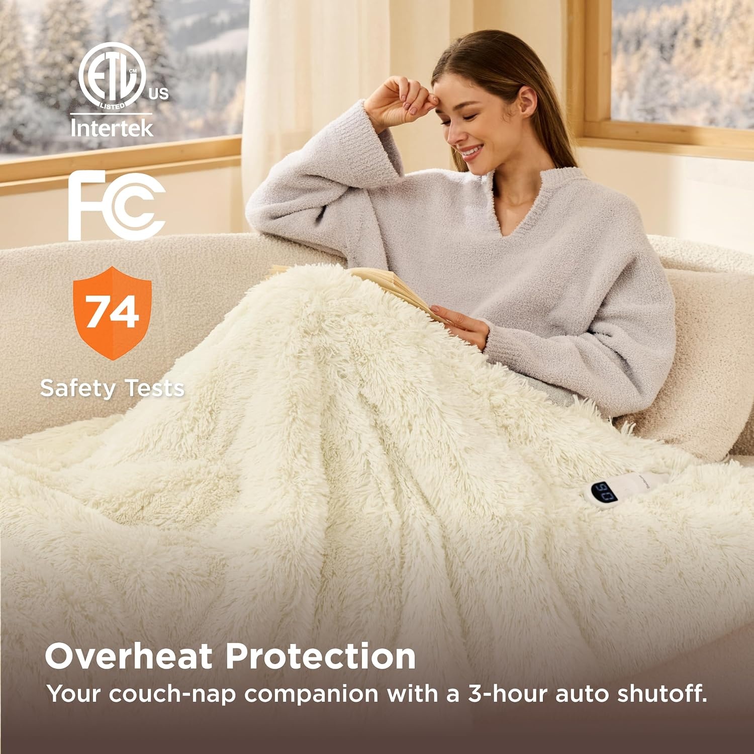 image:imageBedsure Heated Blanket Full Size Soft Electric Blanket with Preheat Cream 6 Heat6 Timer Settings 8H Auto ShutOff ETLFCC Flannel Sherpa Machine Washable Gifts for Grandma Grandpa 72x84in20 Cream