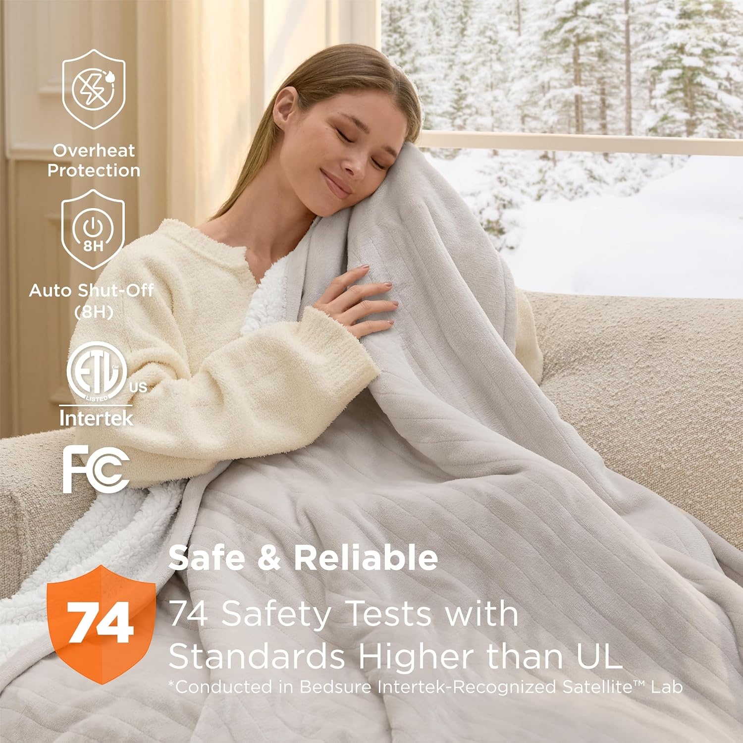 image:imageBedsure Heated Blanket Full Size Soft Electric Blanket with Preheat Cream 6 Heat6 Timer Settings 8H Auto ShutOff ETLFCC Flannel Sherpa Machine Washable Gifts for Grandma Grandpa 72x84in03 Cream
