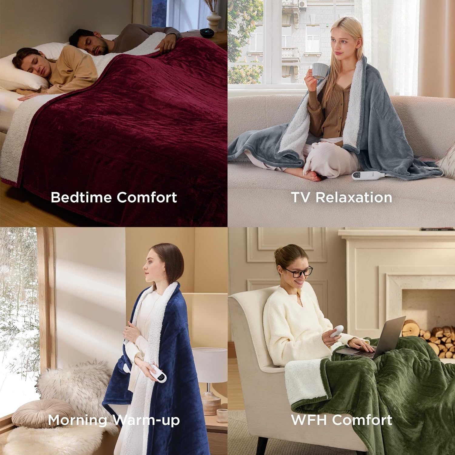 image:imageBedsure Heated Blanket Full Size Soft Electric Blanket with Preheat Cream 6 Heat6 Timer Settings 8H Auto ShutOff ETLFCC Flannel Sherpa Machine Washable Gifts for Grandma Grandpa 72x84in01 Grey