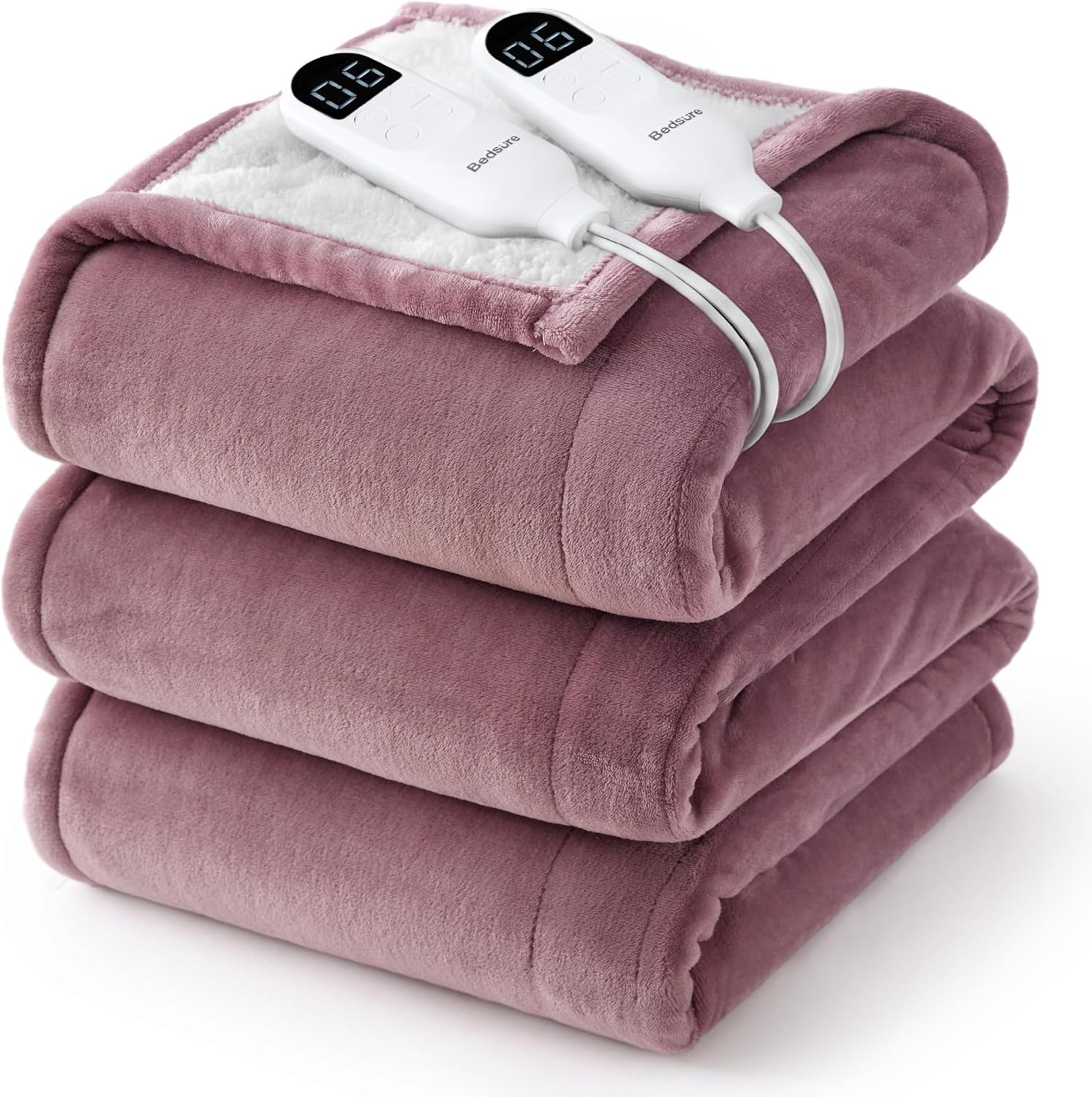 image:imageBedsure Heated Blanket Full Size Soft Electric Blanket with Preheat Cream 6 Heat6 Timer Settings 8H Auto ShutOff ETLFCC Flannel Sherpa Machine Washable Gifts for Grandma Grandpa 72x84in09 Pink