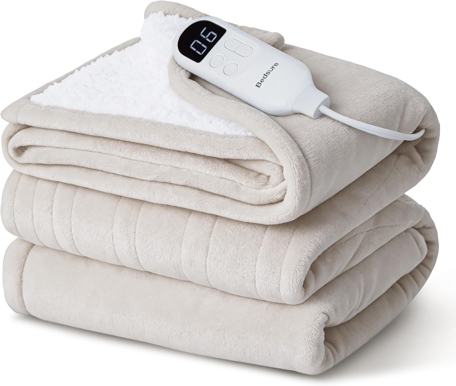 image:imageBedsure Heated Blanket Full Size Soft Electric Blanket with Preheat Cream 6 Heat6 Timer Settings 8H Auto ShutOff ETLFCC Flannel Sherpa Machine Washable Gifts for Grandma Grandpa 72x84in03 Cream