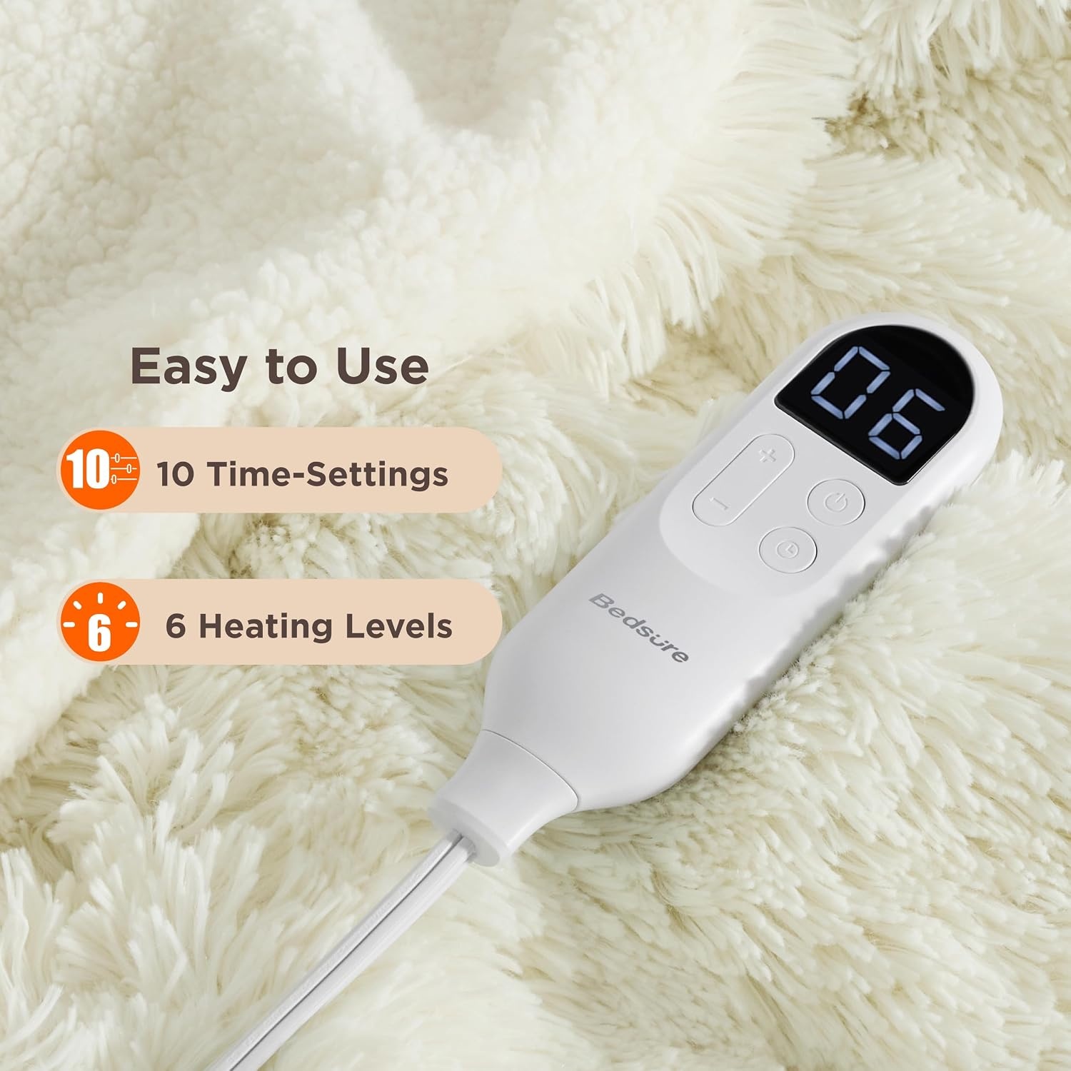 image:imageBedsure Heated Blanket Full Size Soft Electric Blanket with Preheat Cream 6 Heat6 Timer Settings 8H Auto ShutOff ETLFCC Flannel Sherpa Machine Washable Gifts for Grandma Grandpa 72x84in20 Cream