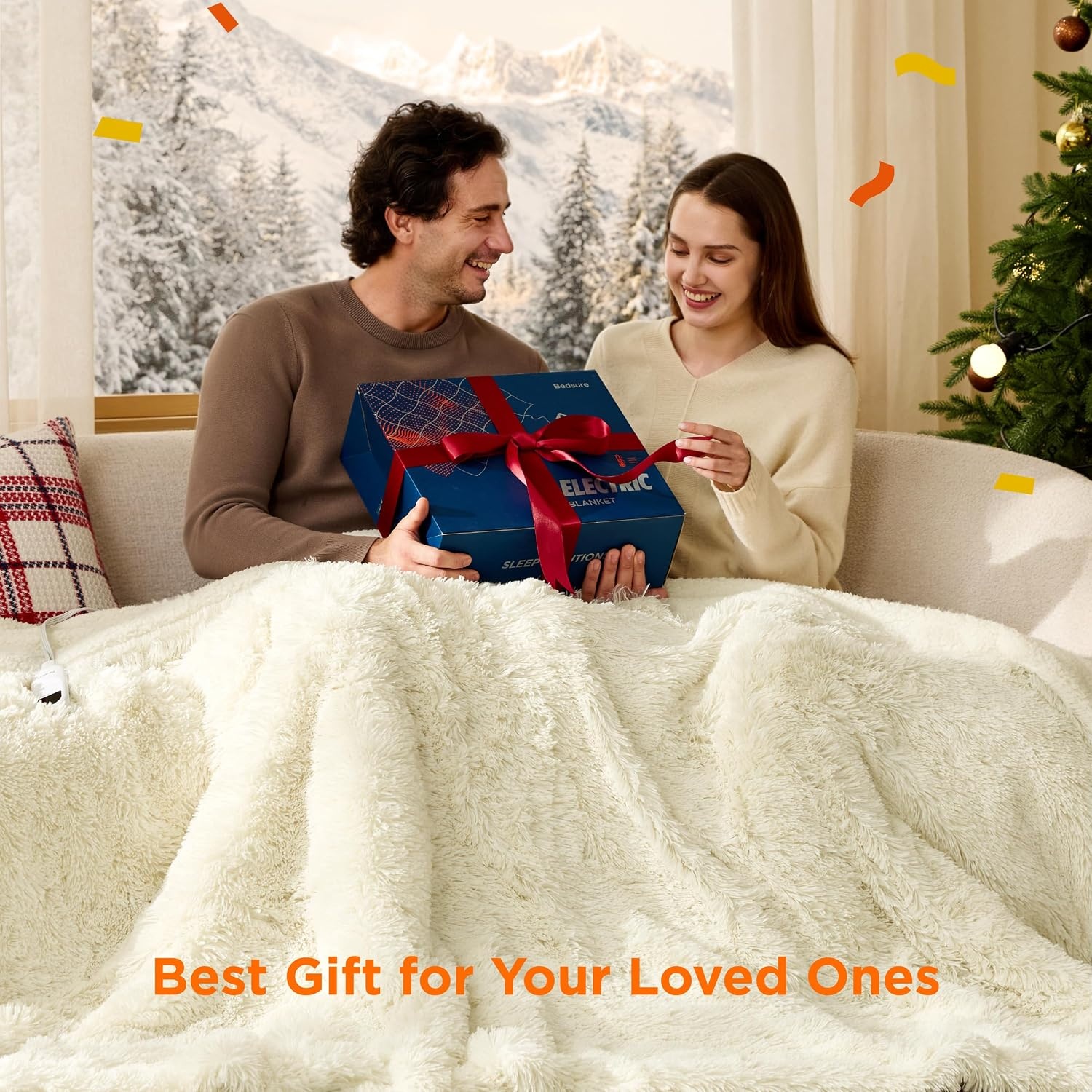 image:imageBedsure Heated Blanket Full Size Soft Electric Blanket with Preheat Cream 6 Heat6 Timer Settings 8H Auto ShutOff ETLFCC Flannel Sherpa Machine Washable Gifts for Grandma Grandpa 72x84in20 Cream