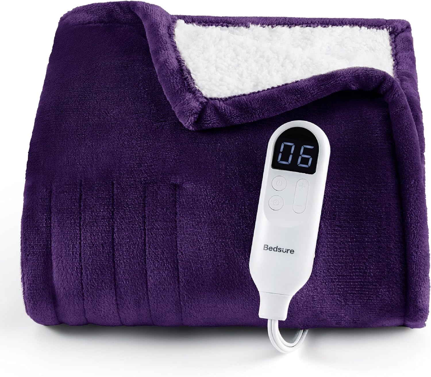 image:imageBedsure Heated Blanket Full Size Soft Electric Blanket with Preheat Cream 6 Heat6 Timer Settings 8H Auto ShutOff ETLFCC Flannel Sherpa Machine Washable Gifts for Grandma Grandpa 72x84in08 Purple