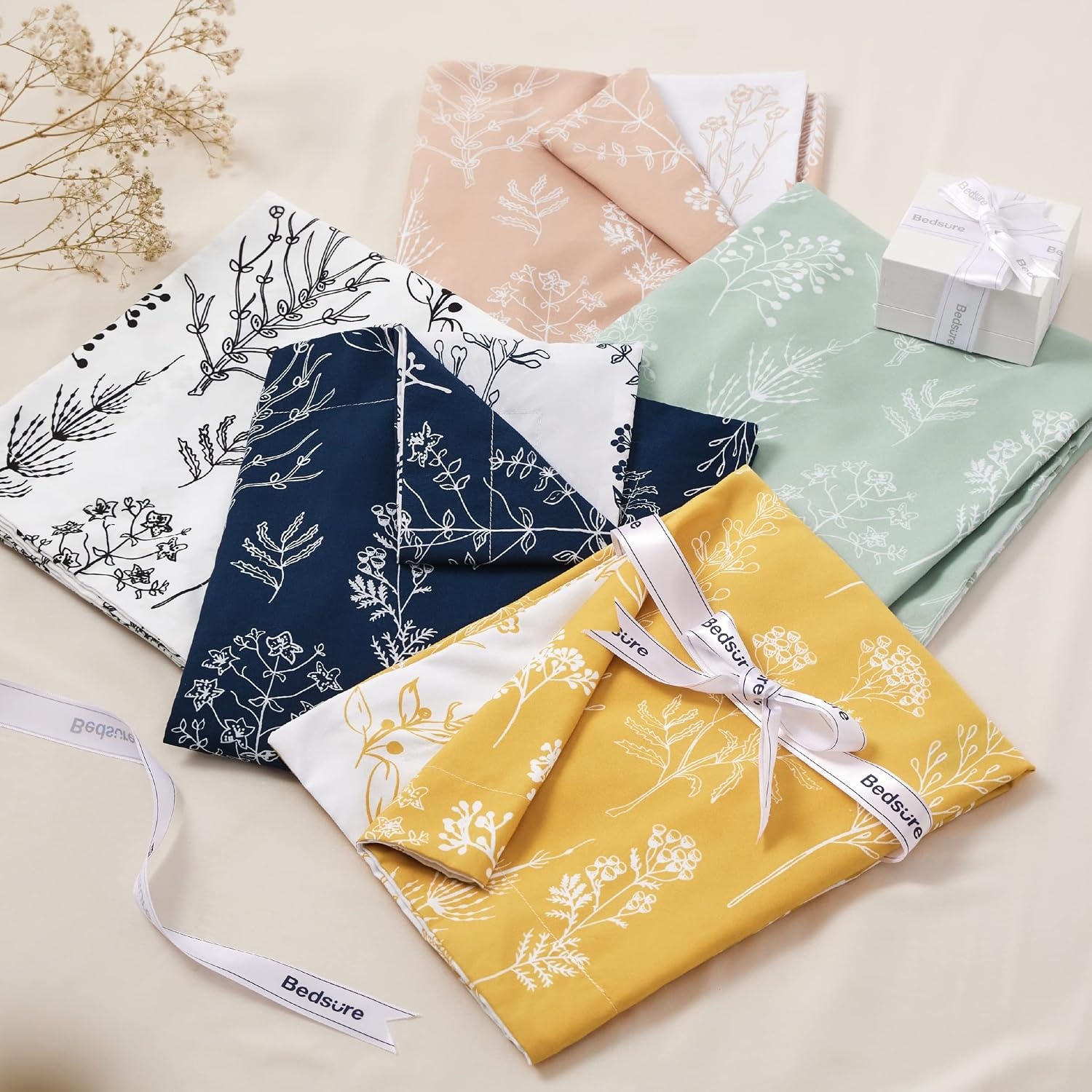 image:imageBedsure Light Grey Queen Comforter Set Reversible Floral Bed Set Soft Summer Lightweight Bedding for Bedroom 1 Soft Botanical Flowers Comforter and 2 Pillow Shams14 Navy