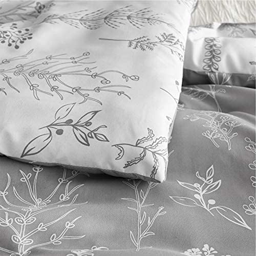image:imageBedsure Light Grey Queen Comforter Set Reversible Floral Bed Set Soft Summer Lightweight Bedding for Bedroom 1 Soft Botanical Flowers Comforter and 2 Pillow Shams04 Light Grey