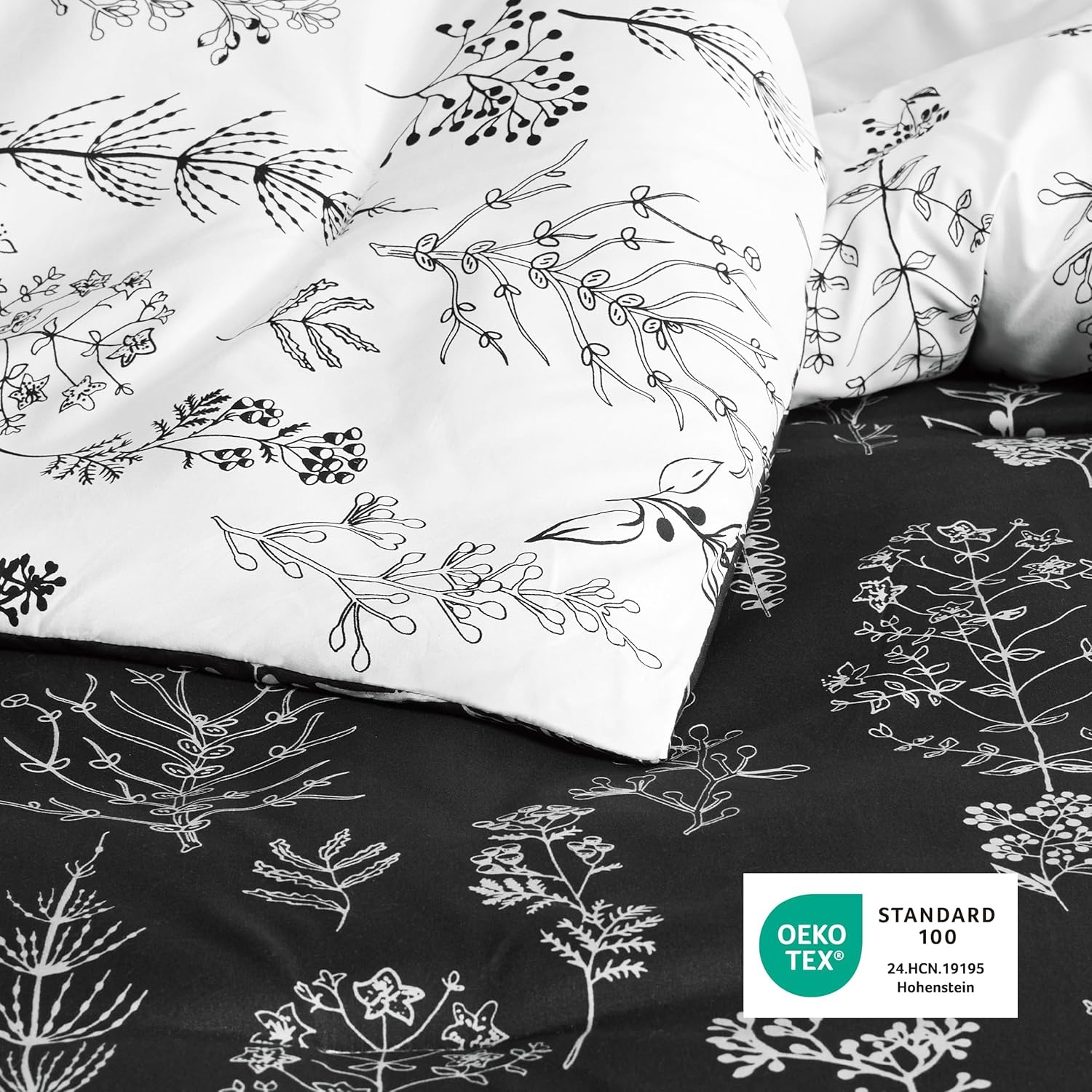 image:imageBedsure Light Grey Queen Comforter Set Reversible Floral Bed Set Soft Summer Lightweight Bedding for Bedroom 1 Soft Botanical Flowers Comforter and 2 Pillow Shams22 Black