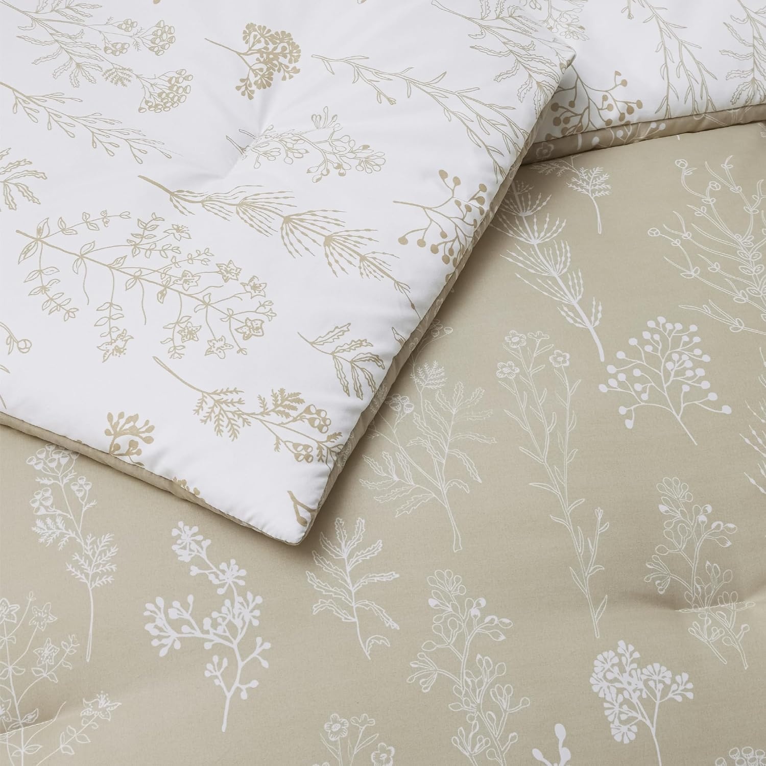 image:imageBedsure Light Grey Queen Comforter Set Reversible Floral Bed Set Soft Summer Lightweight Bedding for Bedroom 1 Soft Botanical Flowers Comforter and 2 Pillow Shams17 Linen