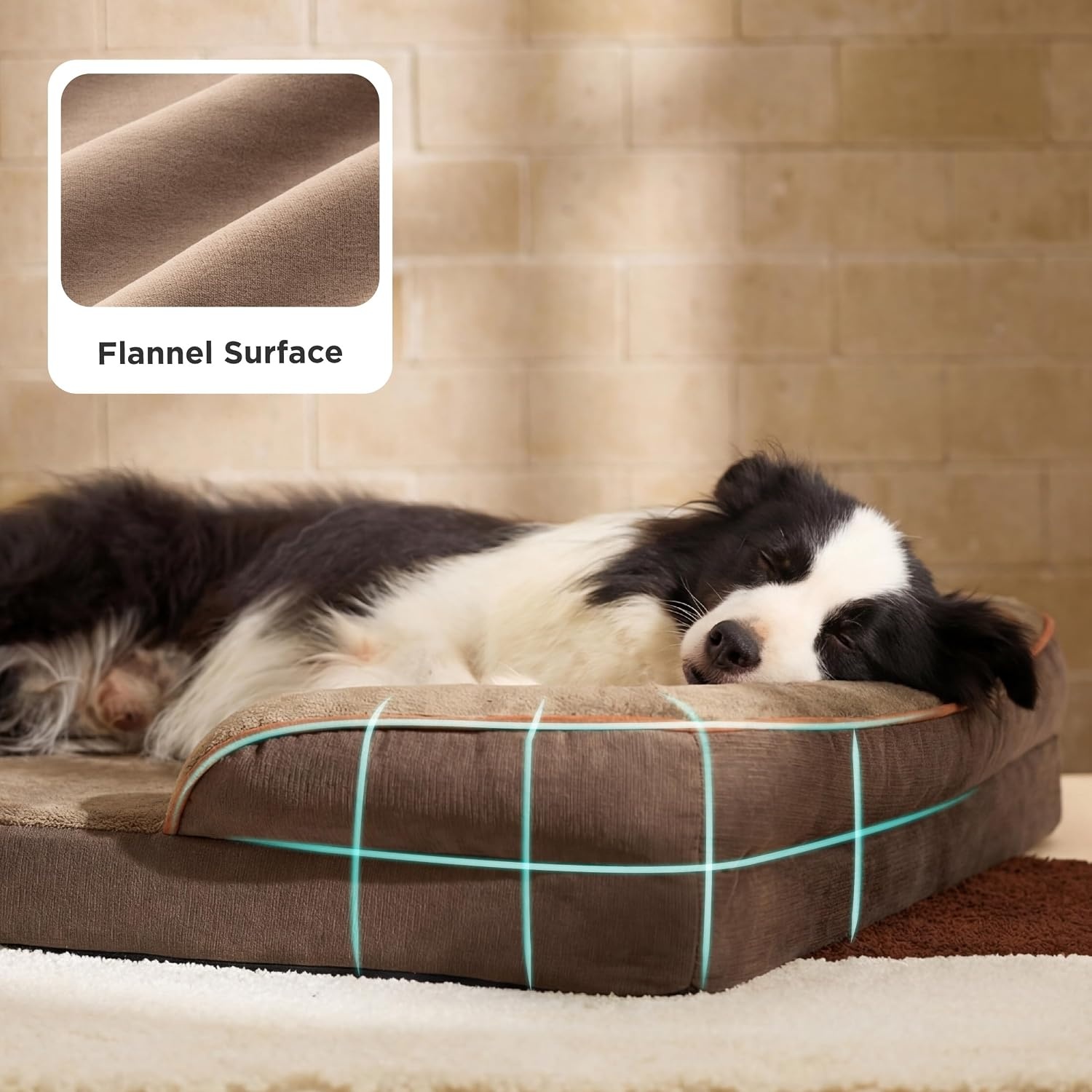image:imageBedsure Orthopedic XL Dog Bed Extra Large with Removable Washable Cover 42 Classic Comfy Xlarge Dog Couch Sofa Waterproof Cozy Bolster Sides Nonslip Bottom Pet Bed for CatsSenior Dogs GreyBrown