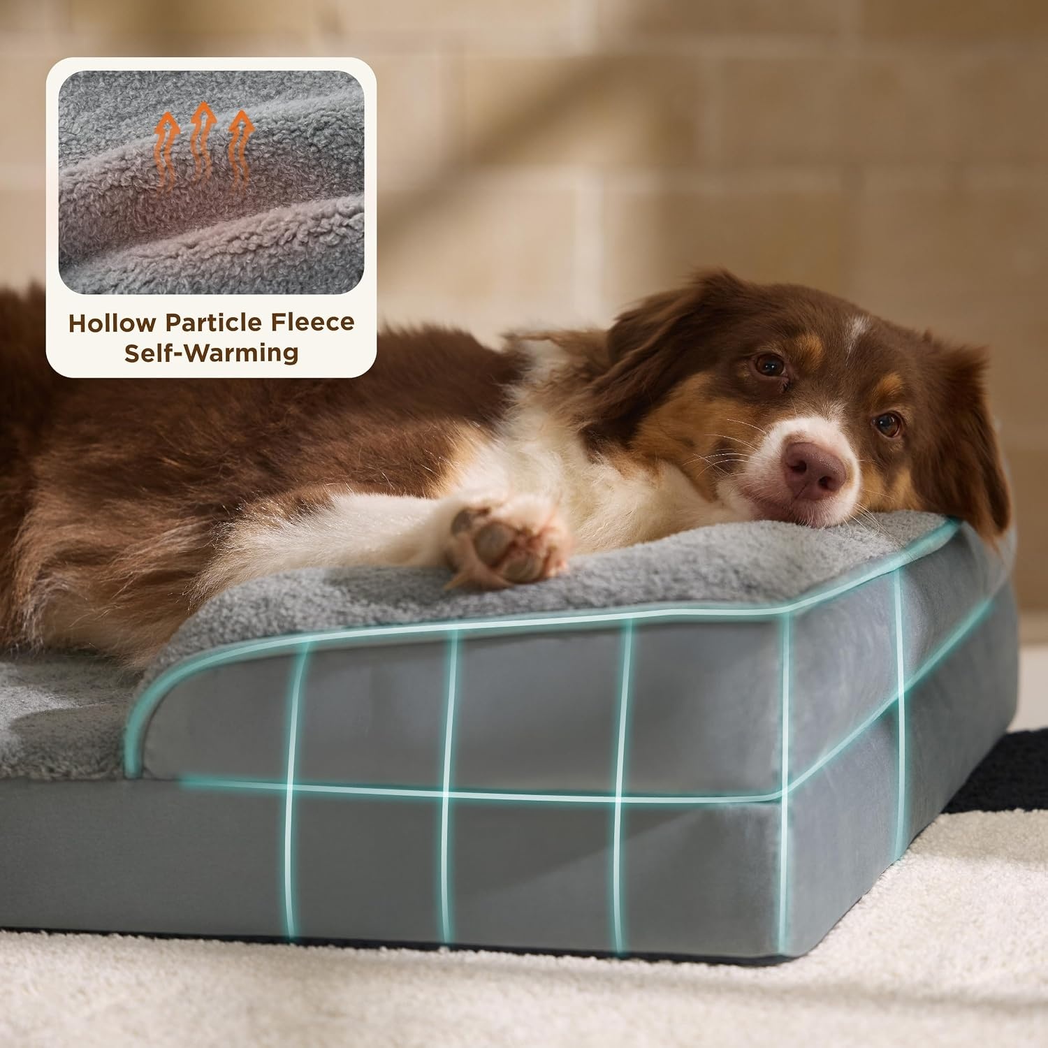 image:imageBedsure Orthopedic XL Dog Bed Extra Large with Removable Washable Cover 42 Classic Comfy Xlarge Dog Couch Sofa Waterproof Cozy Bolster Sides Nonslip Bottom Pet Bed for CatsSenior Dogs GreySelf WarmingGrey