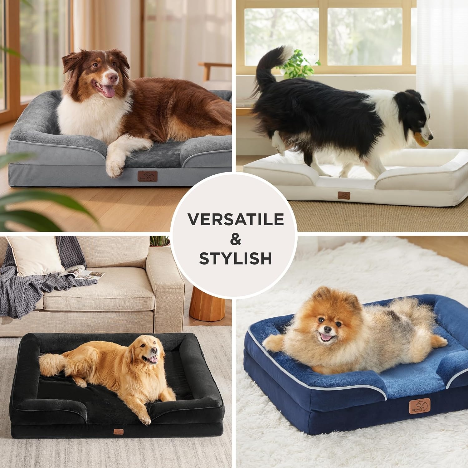 image:imageBedsure Orthopedic XL Dog Bed Extra Large with Removable Washable Cover 42 Classic Comfy Xlarge Dog Couch Sofa Waterproof Cozy Bolster Sides Nonslip Bottom Pet Bed for CatsSenior Dogs GreySelf WarmingGrey