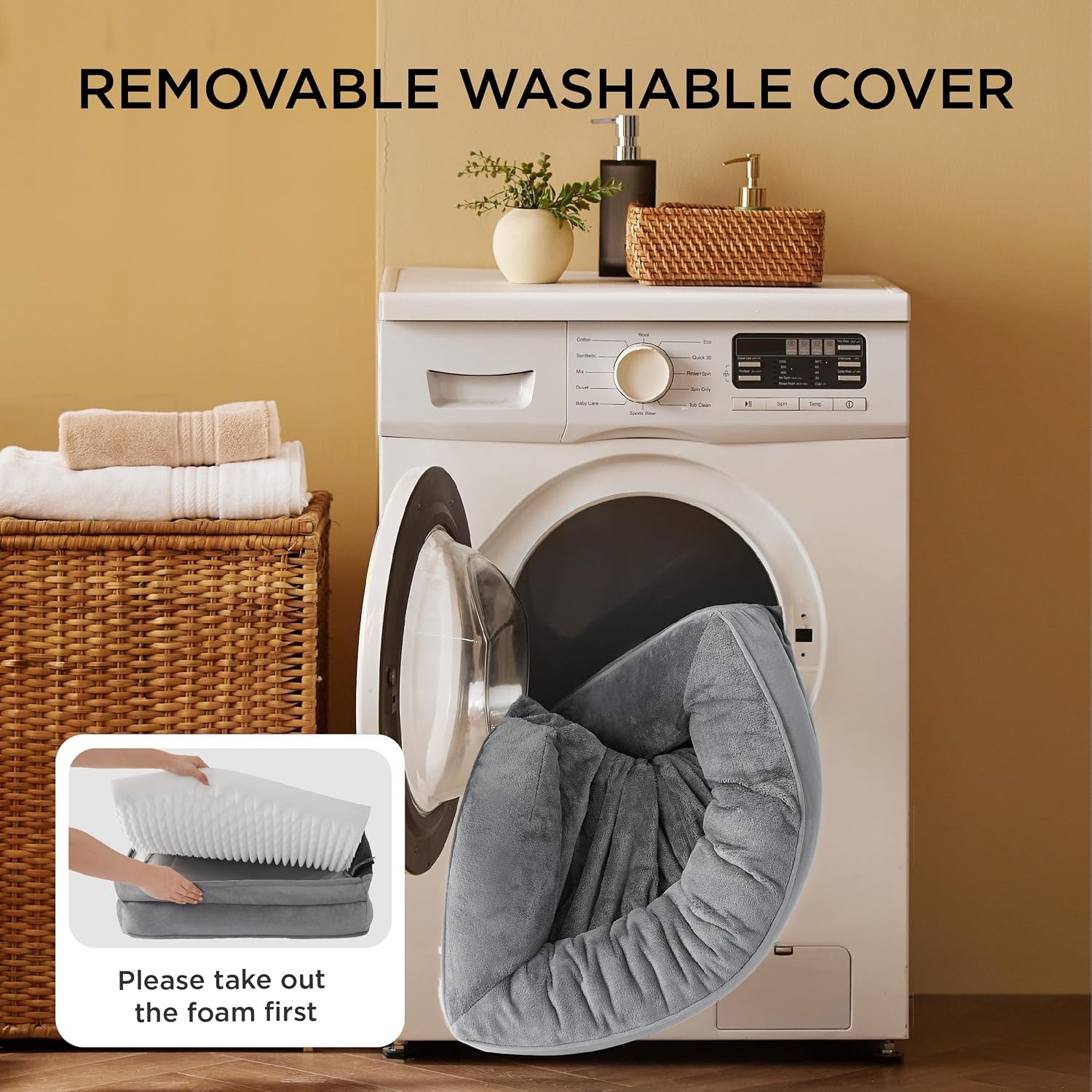 image:imageBedsure Orthopedic XL Dog Bed Extra Large with Removable Washable Cover 42 Classic Comfy Xlarge Dog Couch Sofa Waterproof Cozy Bolster Sides Nonslip Bottom Pet Bed for CatsSenior Dogs GreyBeige