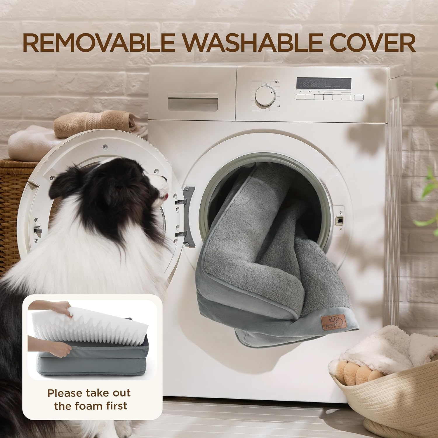 image:imageBedsure Orthopedic XL Dog Bed Extra Large with Removable Washable Cover 42 Classic Comfy Xlarge Dog Couch Sofa Waterproof Cozy Bolster Sides Nonslip Bottom Pet Bed for CatsSenior Dogs GreySelf WarmingGrey