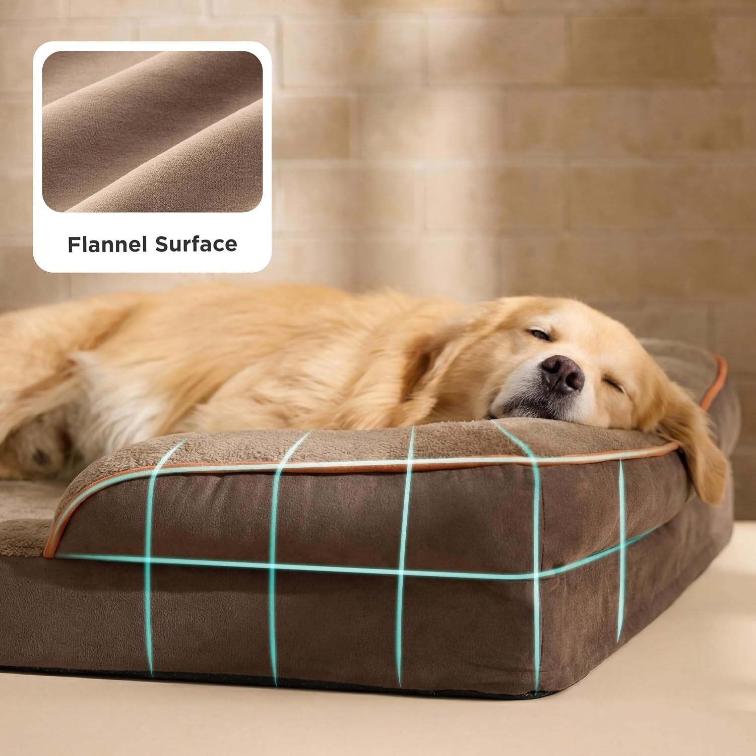 image:imageBedsure Orthopedic XL Dog Bed Extra Large with Removable Washable Cover 42 Classic Comfy Xlarge Dog Couch Sofa Waterproof Cozy Bolster Sides Nonslip Bottom Pet Bed for CatsSenior Dogs GreyBrown