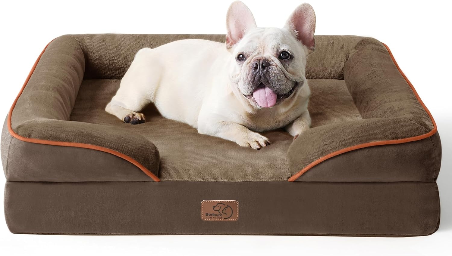 image:imageBedsure Orthopedic XL Dog Bed Extra Large with Removable Washable Cover 42 Classic Comfy Xlarge Dog Couch Sofa Waterproof Cozy Bolster Sides Nonslip Bottom Pet Bed for CatsSenior Dogs GreyBrown