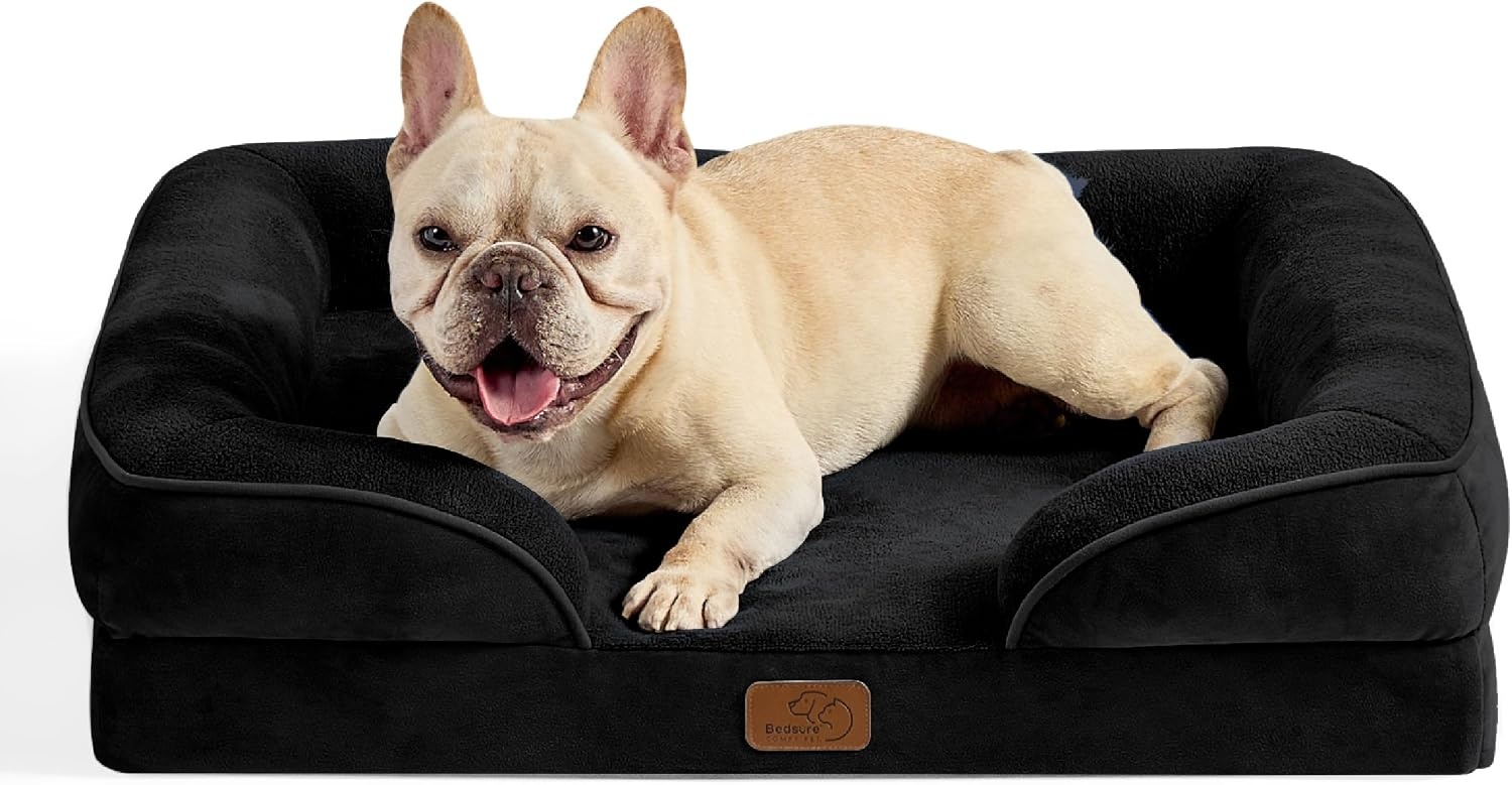 image:imageBedsure Orthopedic XL Dog Bed Extra Large with Removable Washable Cover 42 Classic Comfy Xlarge Dog Couch Sofa Waterproof Cozy Bolster Sides Nonslip Bottom Pet Bed for CatsSenior Dogs GreyBlack