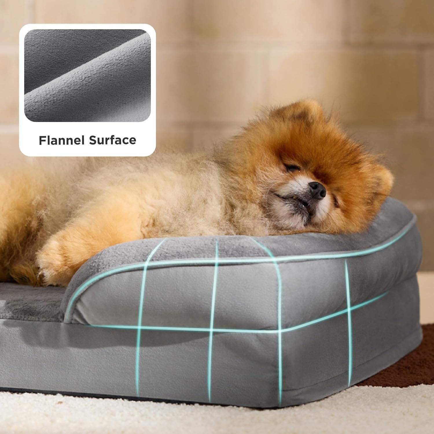 image:imageBedsure Orthopedic XL Dog Bed Extra Large with Removable Washable Cover 42 Classic Comfy Xlarge Dog Couch Sofa Waterproof Cozy Bolster Sides Nonslip Bottom Pet Bed for CatsSenior Dogs GreyPink