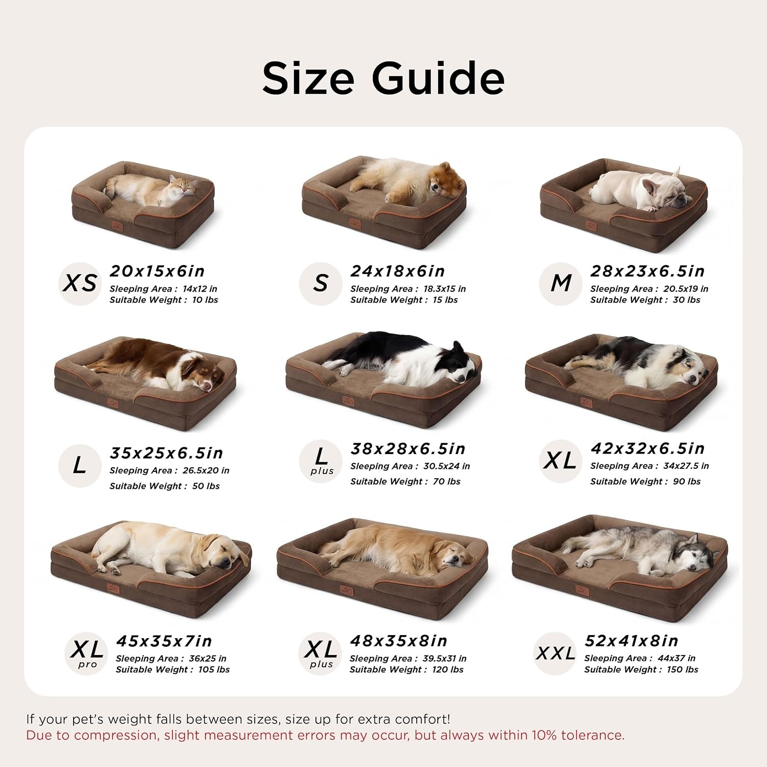 image:imageBedsure Orthopedic XL Dog Bed Extra Large with Removable Washable Cover 42 Classic Comfy Xlarge Dog Couch Sofa Waterproof Cozy Bolster Sides Nonslip Bottom Pet Bed for CatsSenior Dogs GreyBrown