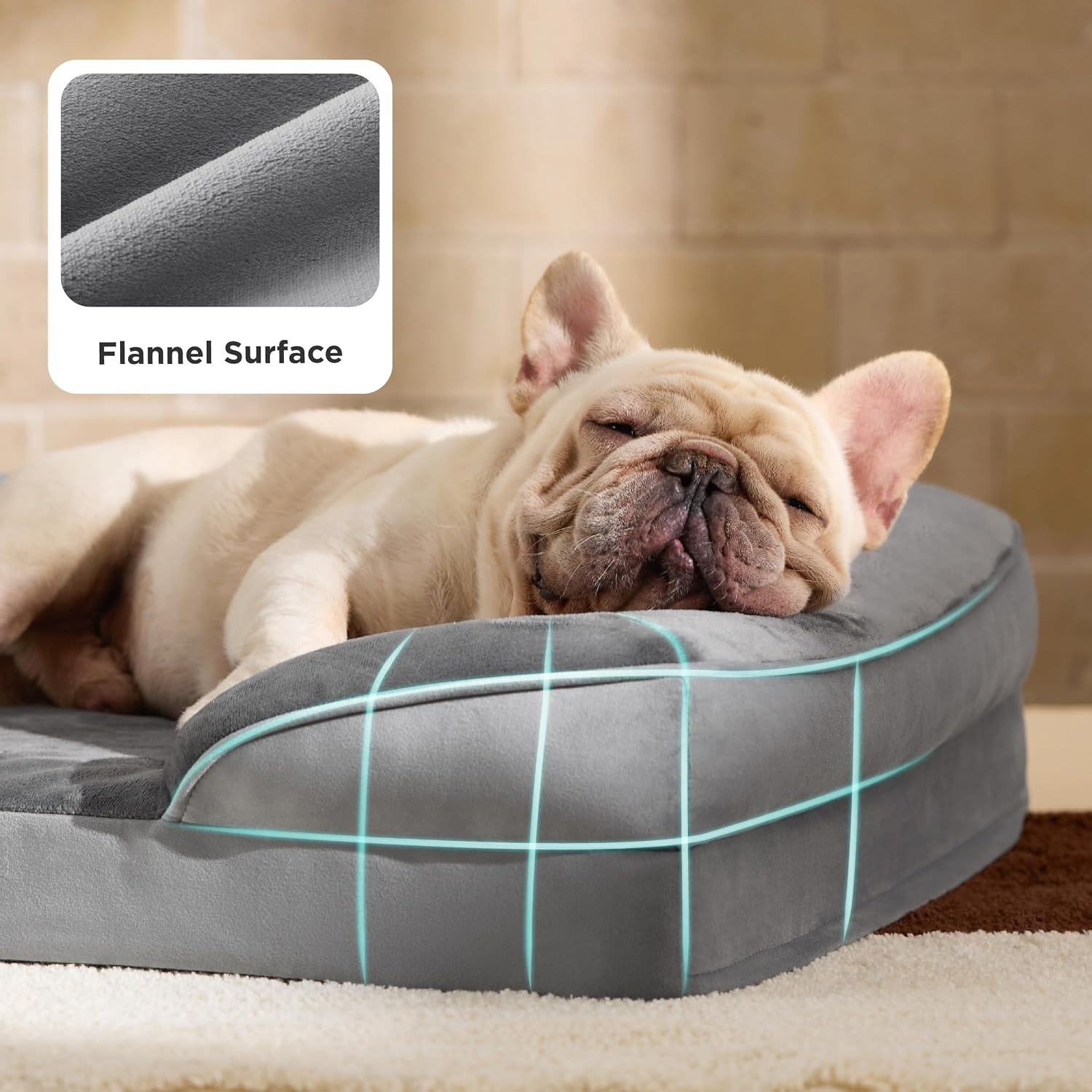 image:imageBedsure Orthopedic XL Dog Bed Extra Large with Removable Washable Cover 42 Classic Comfy Xlarge Dog Couch Sofa Waterproof Cozy Bolster Sides Nonslip Bottom Pet Bed for CatsSenior Dogs GreyPink