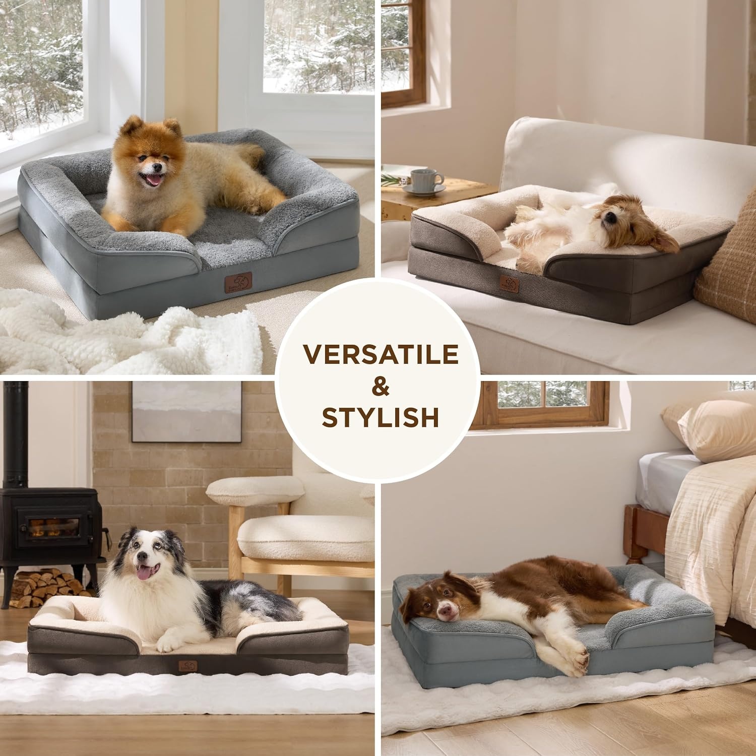 image:imageBedsure Orthopedic XL Dog Bed Extra Large with Removable Washable Cover 42 Classic Comfy Xlarge Dog Couch Sofa Waterproof Cozy Bolster Sides Nonslip Bottom Pet Bed for CatsSenior Dogs GreySelf WarmingGrey