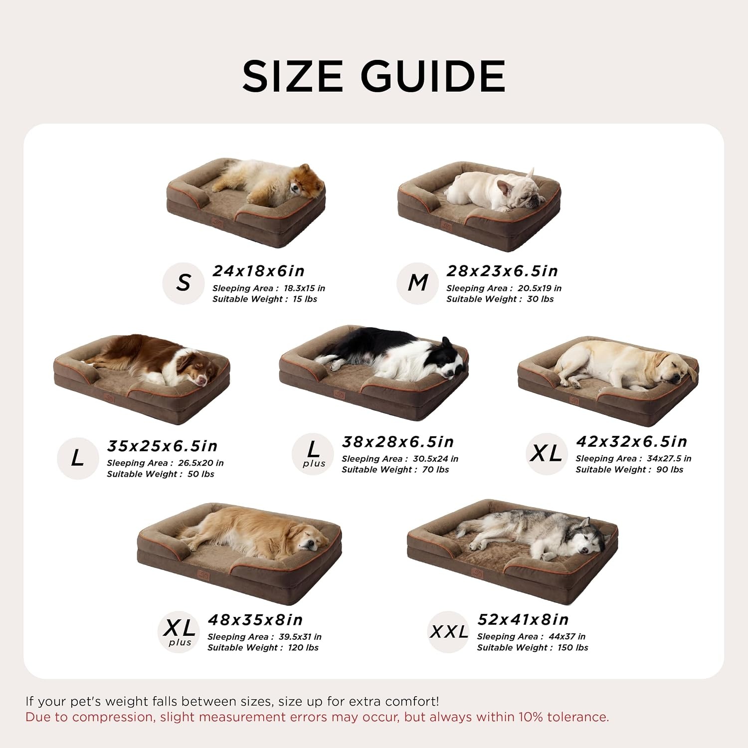 image:imageBedsure Orthopedic XL Dog Bed Extra Large with Removable Washable Cover 42 Classic Comfy Xlarge Dog Couch Sofa Waterproof Cozy Bolster Sides Nonslip Bottom Pet Bed for CatsSenior Dogs GreyBrown