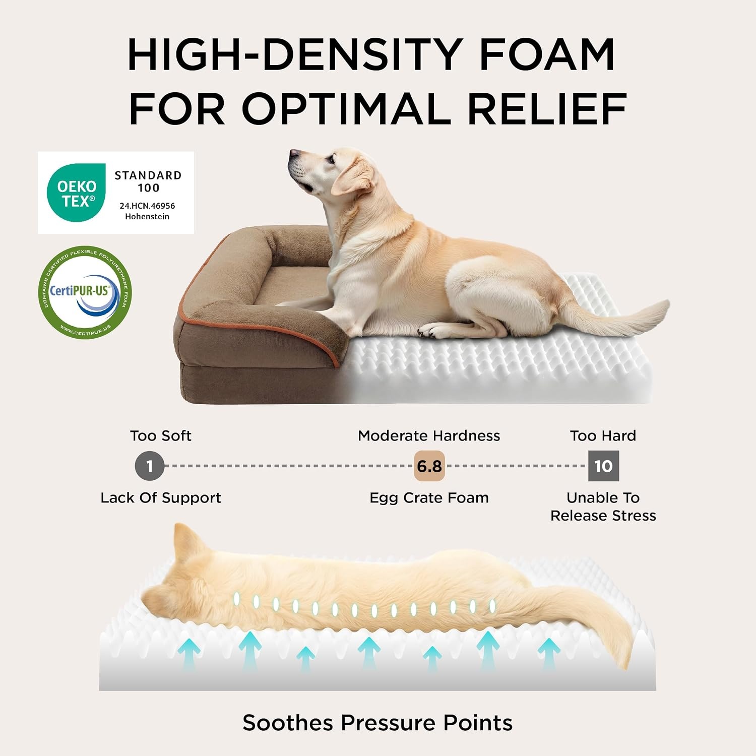 image:imageBedsure Orthopedic XL Dog Bed Extra Large with Removable Washable Cover 42 Classic Comfy Xlarge Dog Couch Sofa Waterproof Cozy Bolster Sides Nonslip Bottom Pet Bed for CatsSenior Dogs GreyBrown