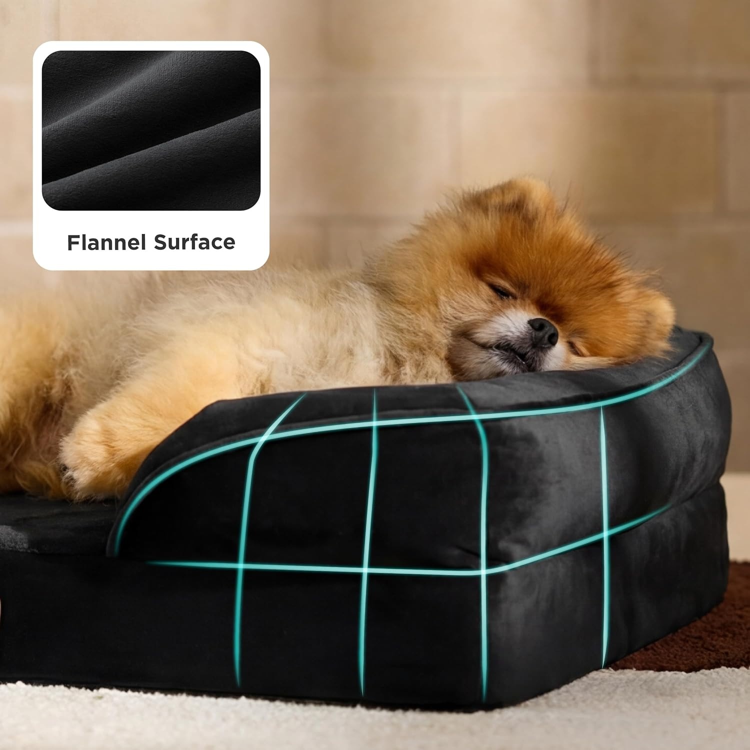 image:imageBedsure Orthopedic XL Dog Bed Extra Large with Removable Washable Cover 42 Classic Comfy Xlarge Dog Couch Sofa Waterproof Cozy Bolster Sides Nonslip Bottom Pet Bed for CatsSenior Dogs GreyBlack