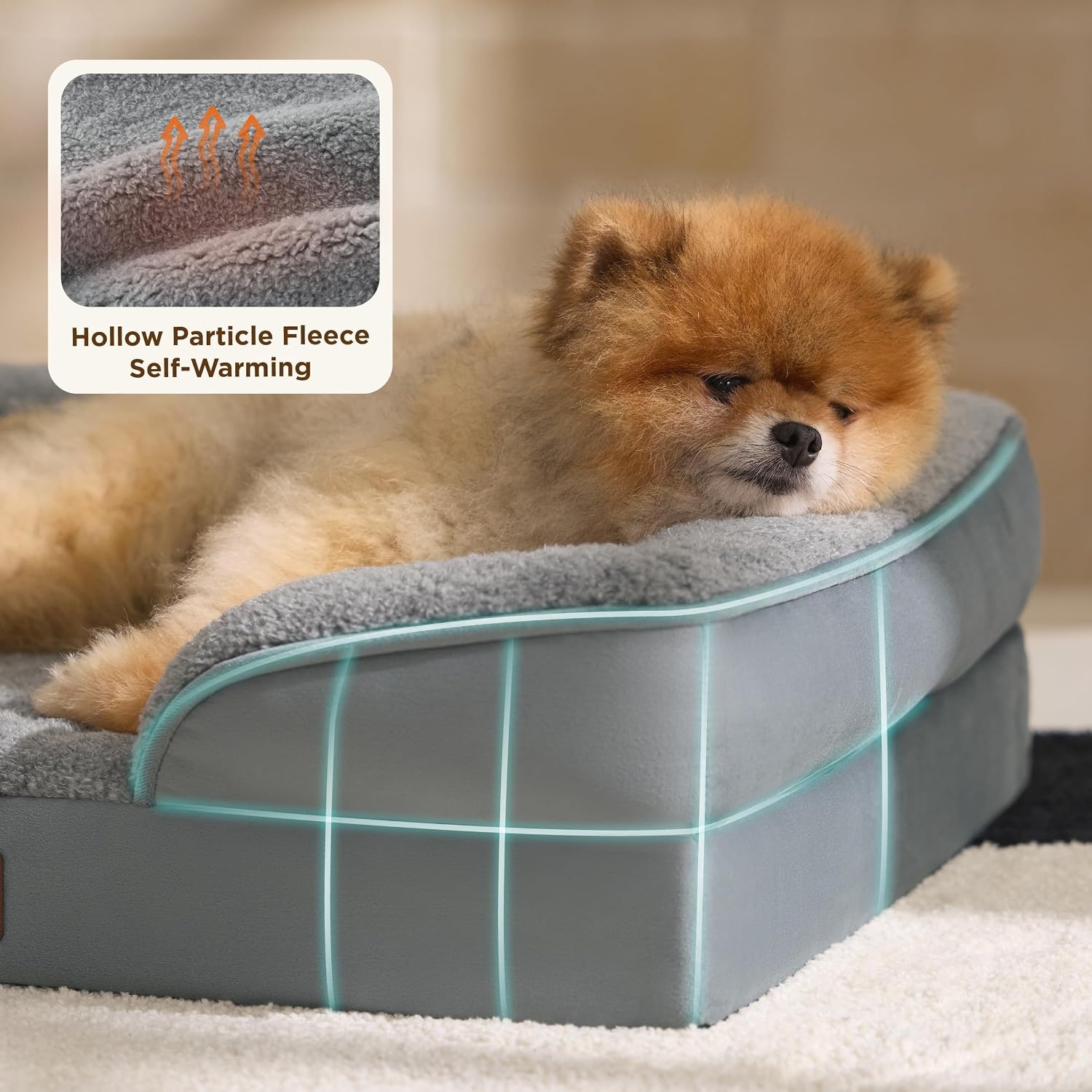 image:imageBedsure Orthopedic XL Dog Bed Extra Large with Removable Washable Cover 42 Classic Comfy Xlarge Dog Couch Sofa Waterproof Cozy Bolster Sides Nonslip Bottom Pet Bed for CatsSenior Dogs GreySelf WarmingGrey