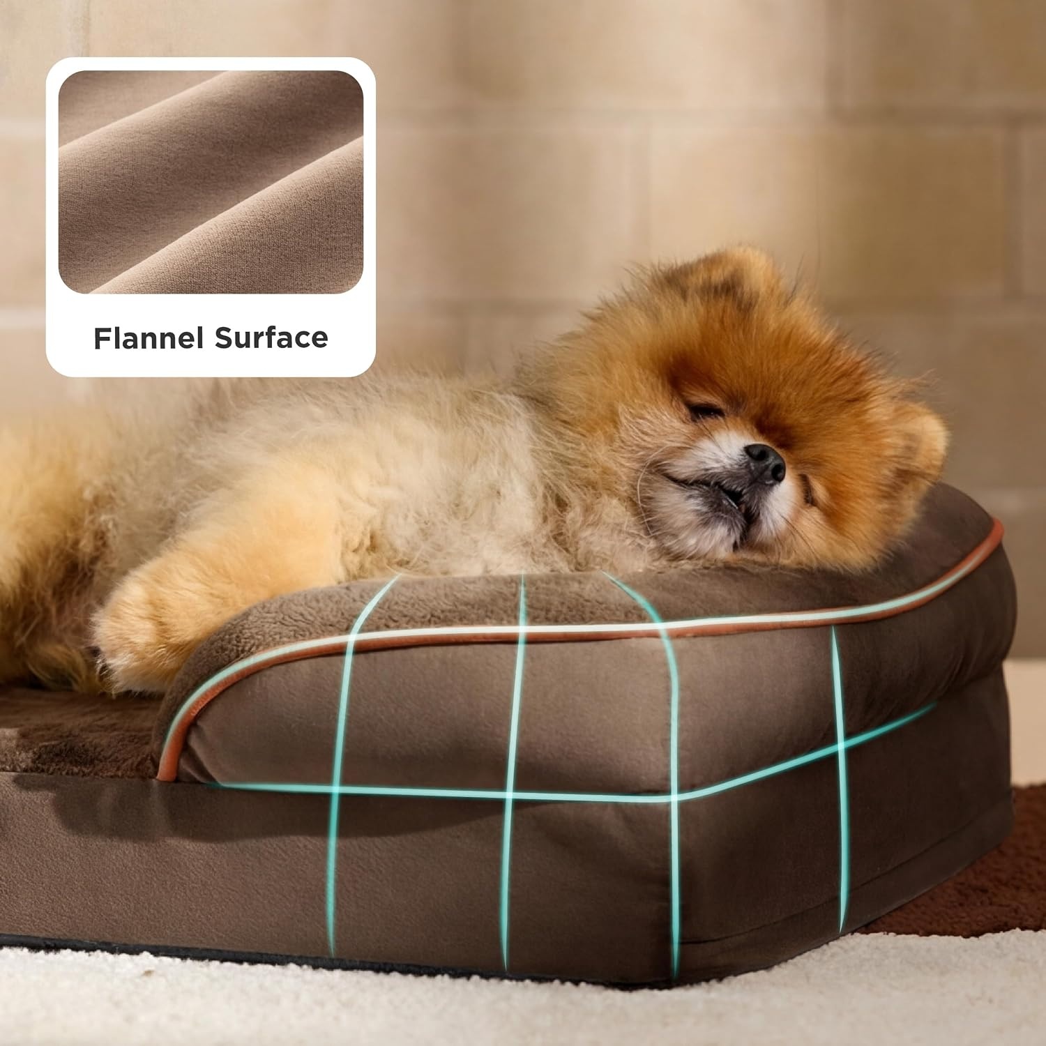 image:imageBedsure Orthopedic XL Dog Bed Extra Large with Removable Washable Cover 42 Classic Comfy Xlarge Dog Couch Sofa Waterproof Cozy Bolster Sides Nonslip Bottom Pet Bed for CatsSenior Dogs GreyBrown